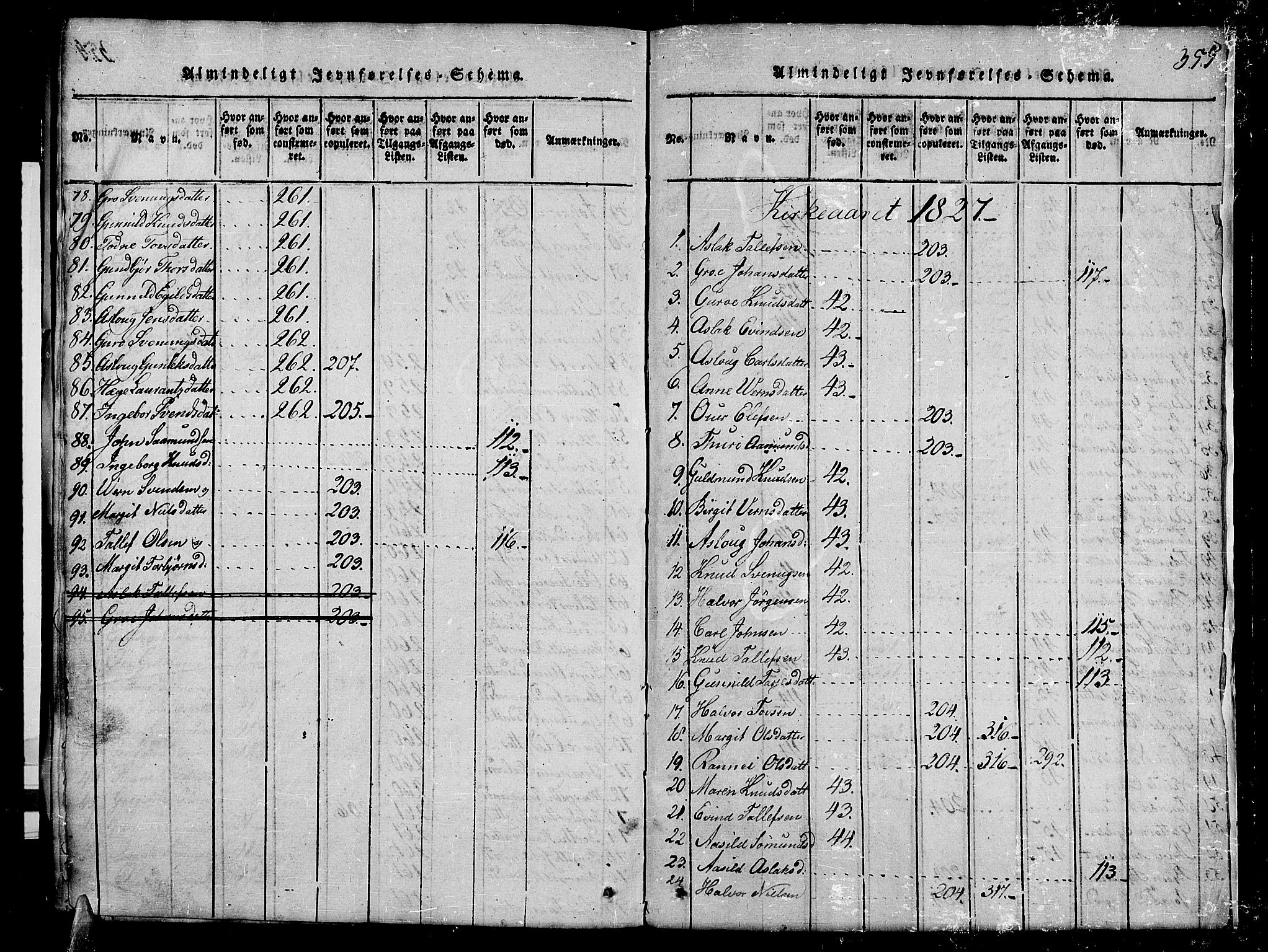 Kviteseid kirkebøker, SAKO/A-276/G/Gb/L0001: Parish register (copy) no. II 1, 1815-1842, p. 355