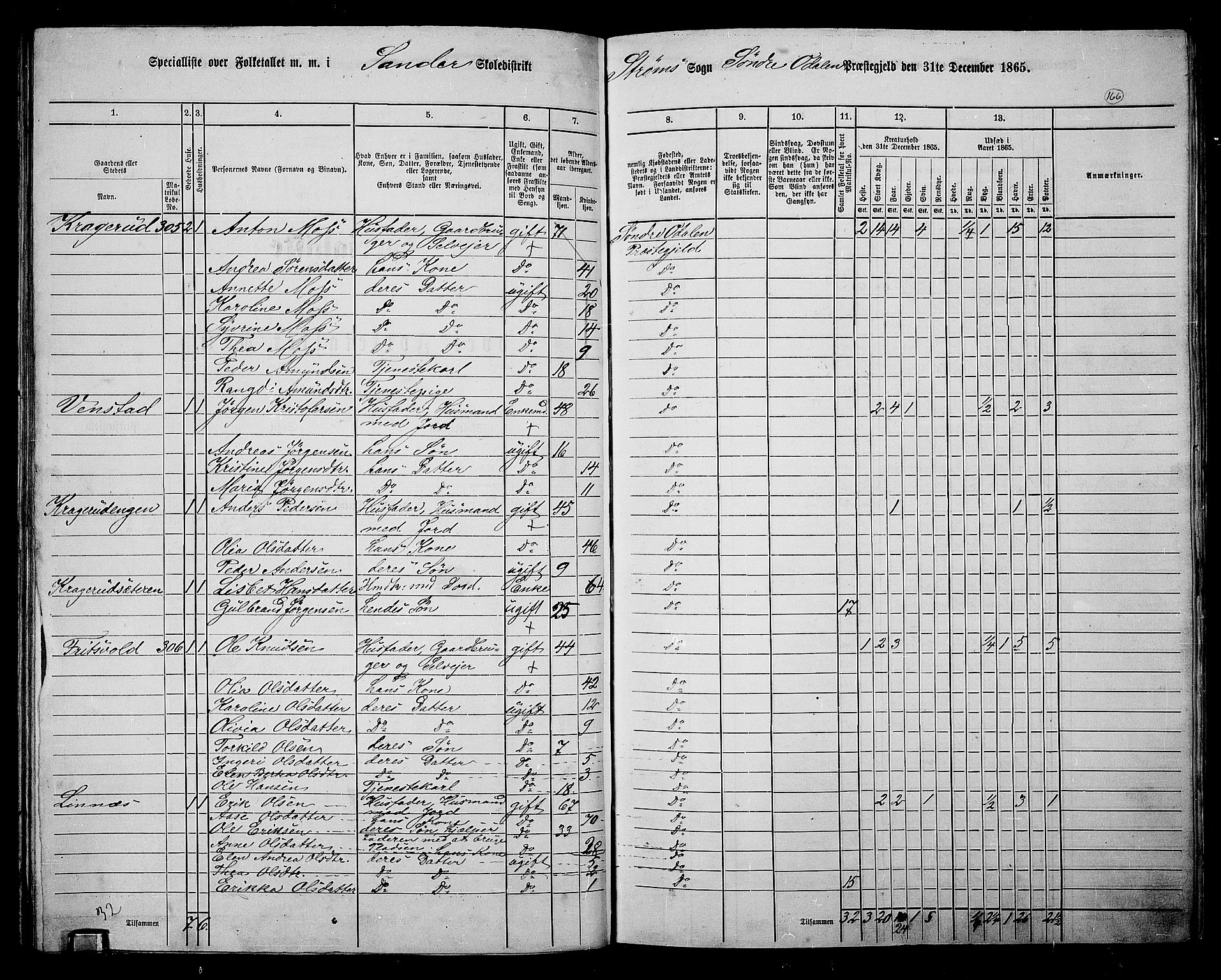 RA, 1865 census for Sør-Odal, 1865, p. 146