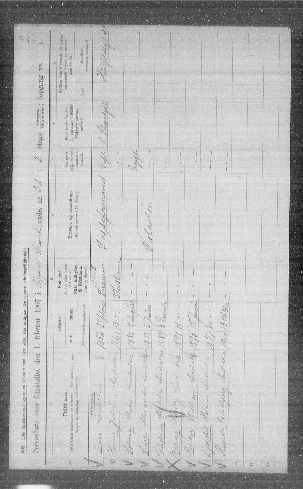 OBA, Municipal Census 1907 for Kristiania, 1907, p. 52903