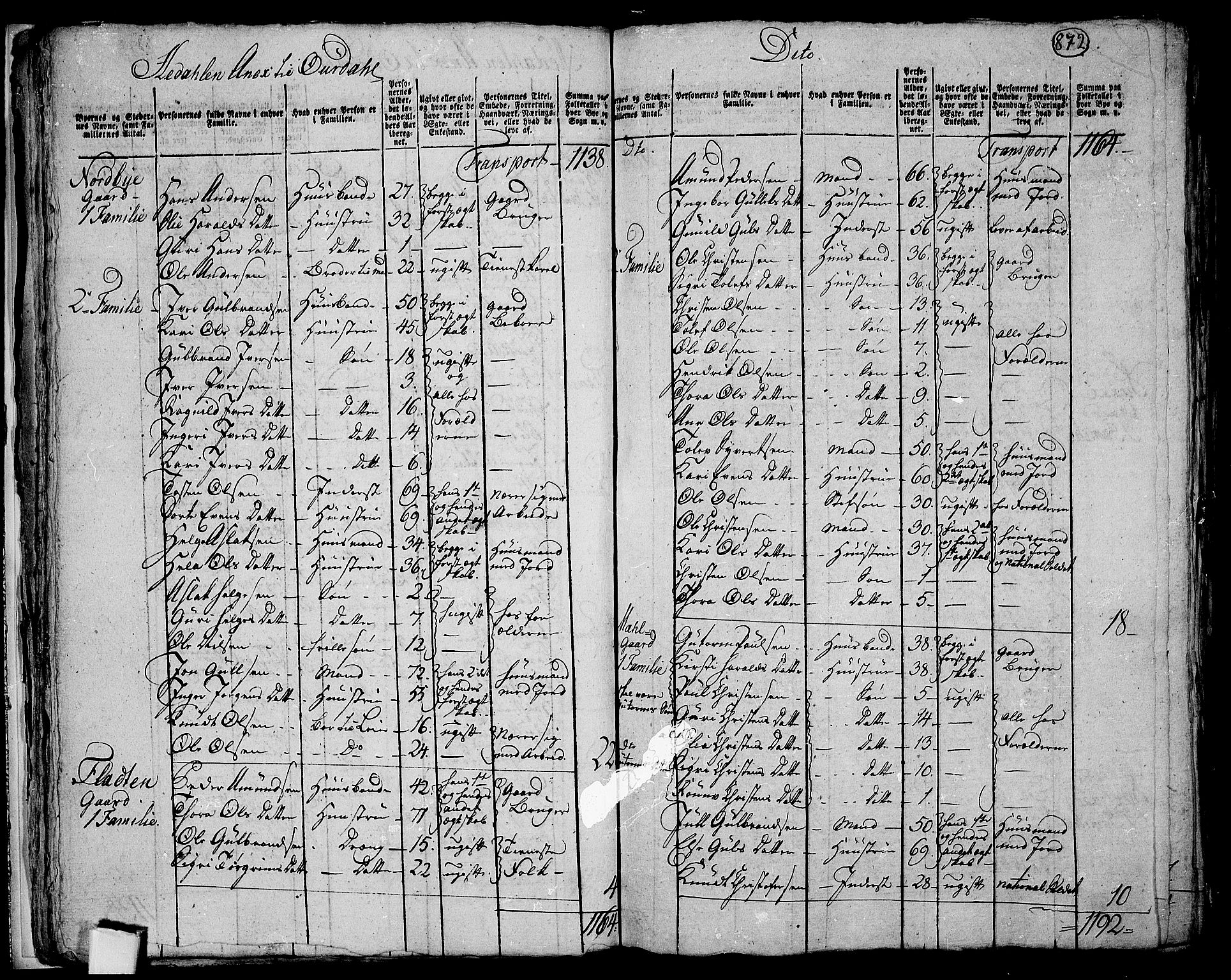 RA, 1801 census for 0542P Aurdal, 1801, p. 871b-872a