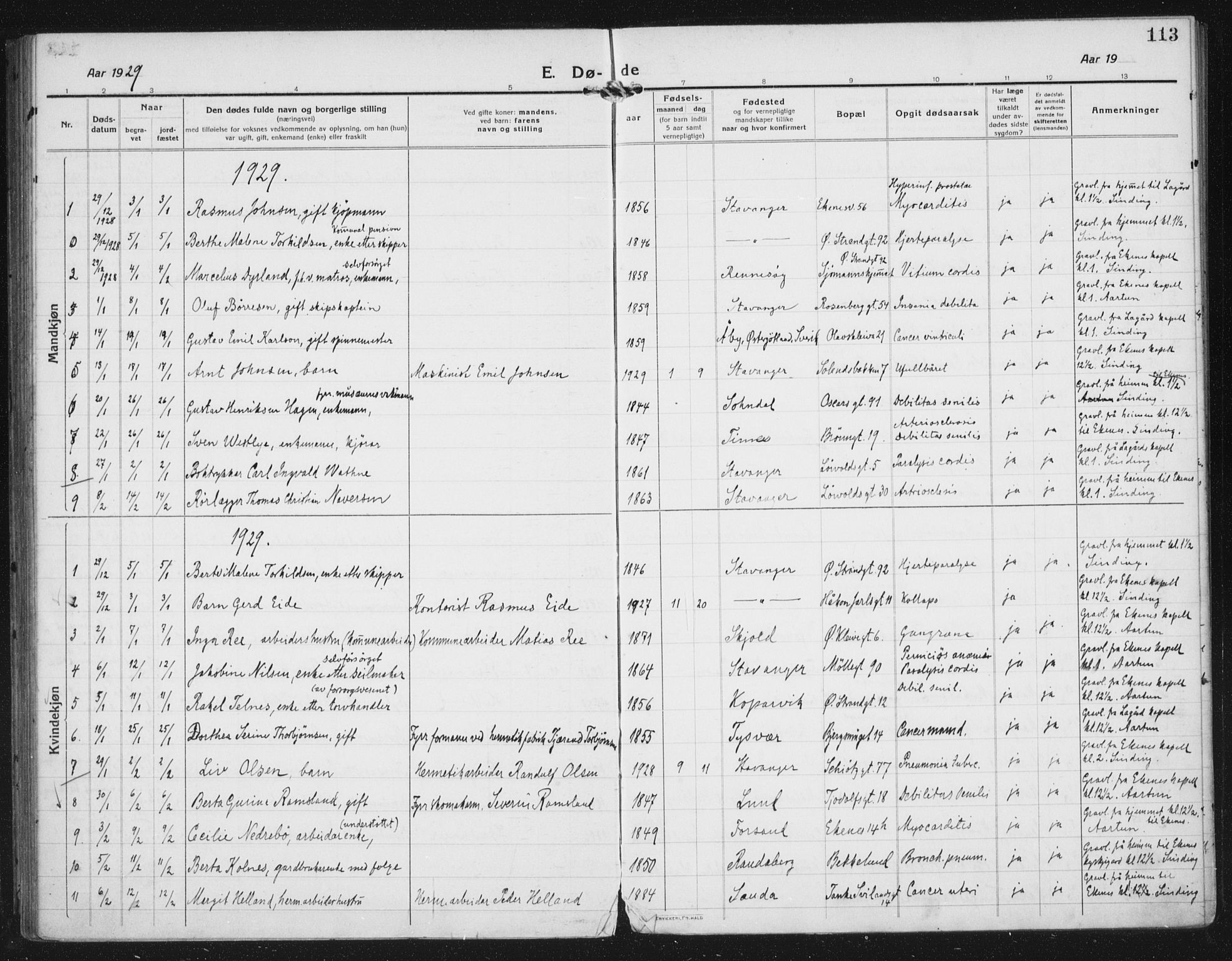 Domkirken sokneprestkontor, AV/SAST-A-101812/002/A/L0017: Parish register (official) no. A 36, 1917-1938, p. 113