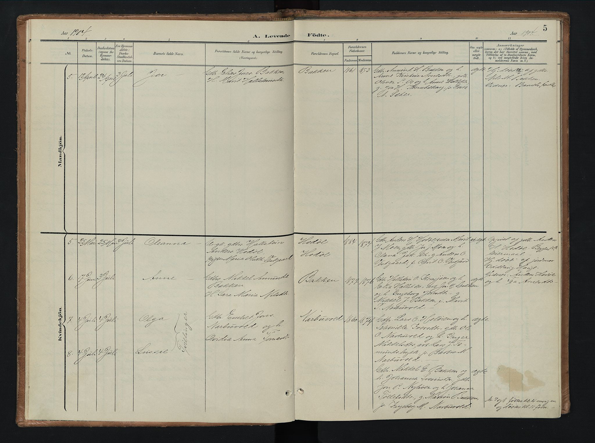 Tolga prestekontor, SAH/PREST-062/K/L0010: Parish register (official) no. 10, 1901-1915, p. 5