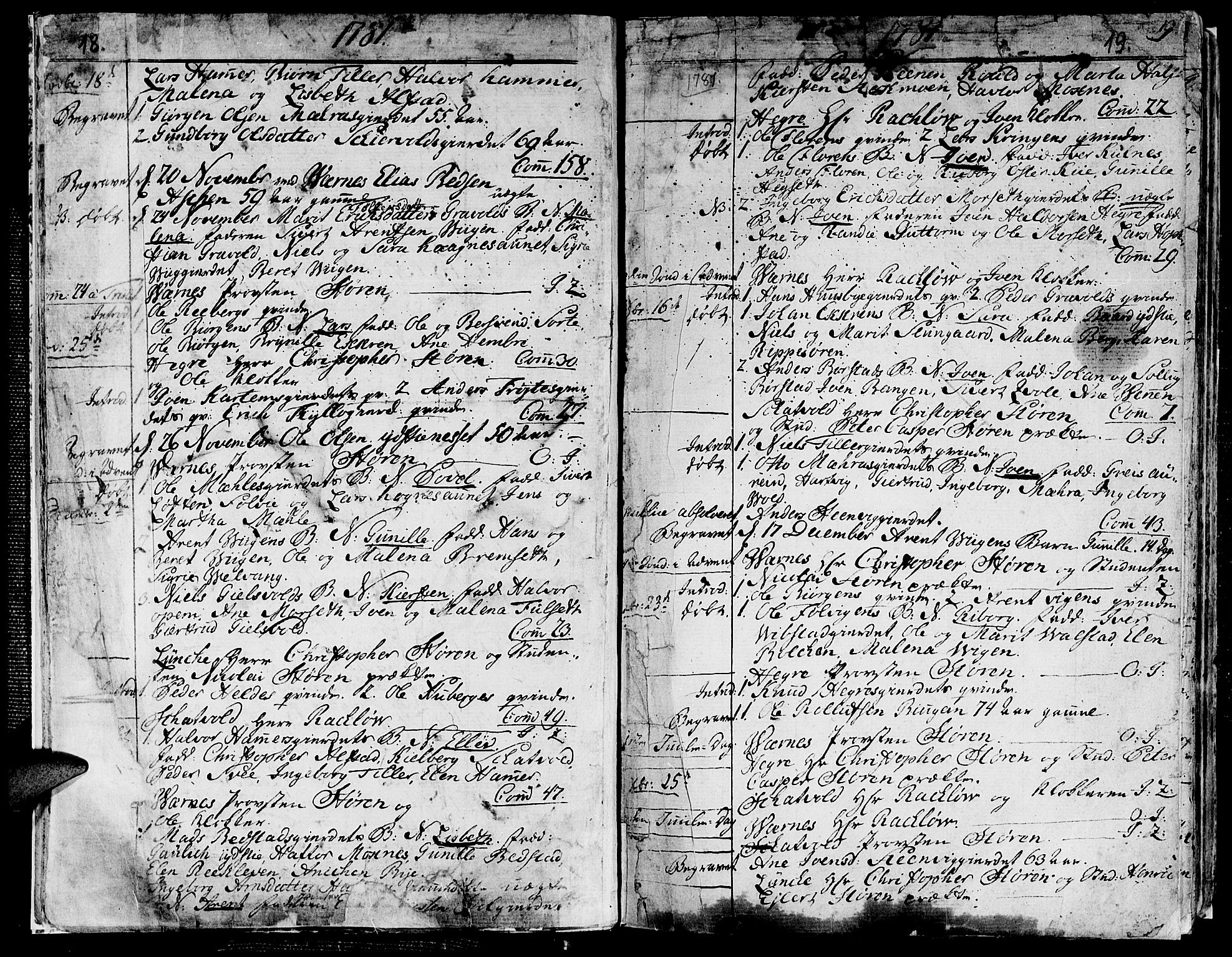 Ministerialprotokoller, klokkerbøker og fødselsregistre - Nord-Trøndelag, SAT/A-1458/709/L0059: Parish register (official) no. 709A06, 1781-1797, p. 18-19