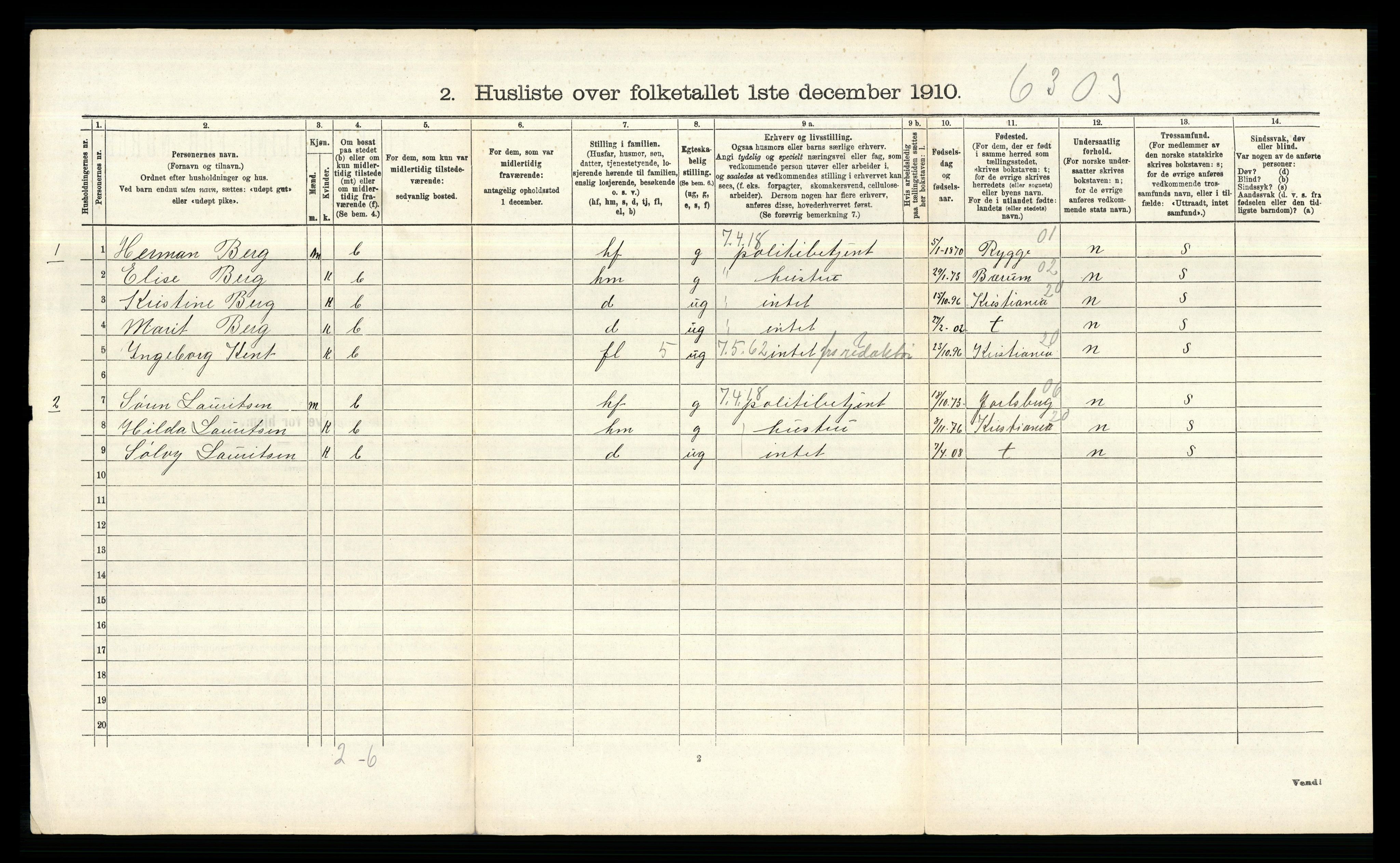 RA, 1910 census for Aker, 1910, p. 1108