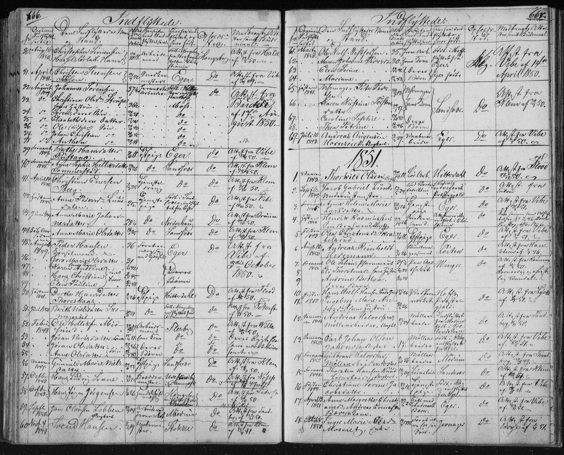 Kongsberg kirkebøker, SAKO/A-22/F/Fa/L0009: Parish register (official) no. I 9, 1839-1858, p. 666-667