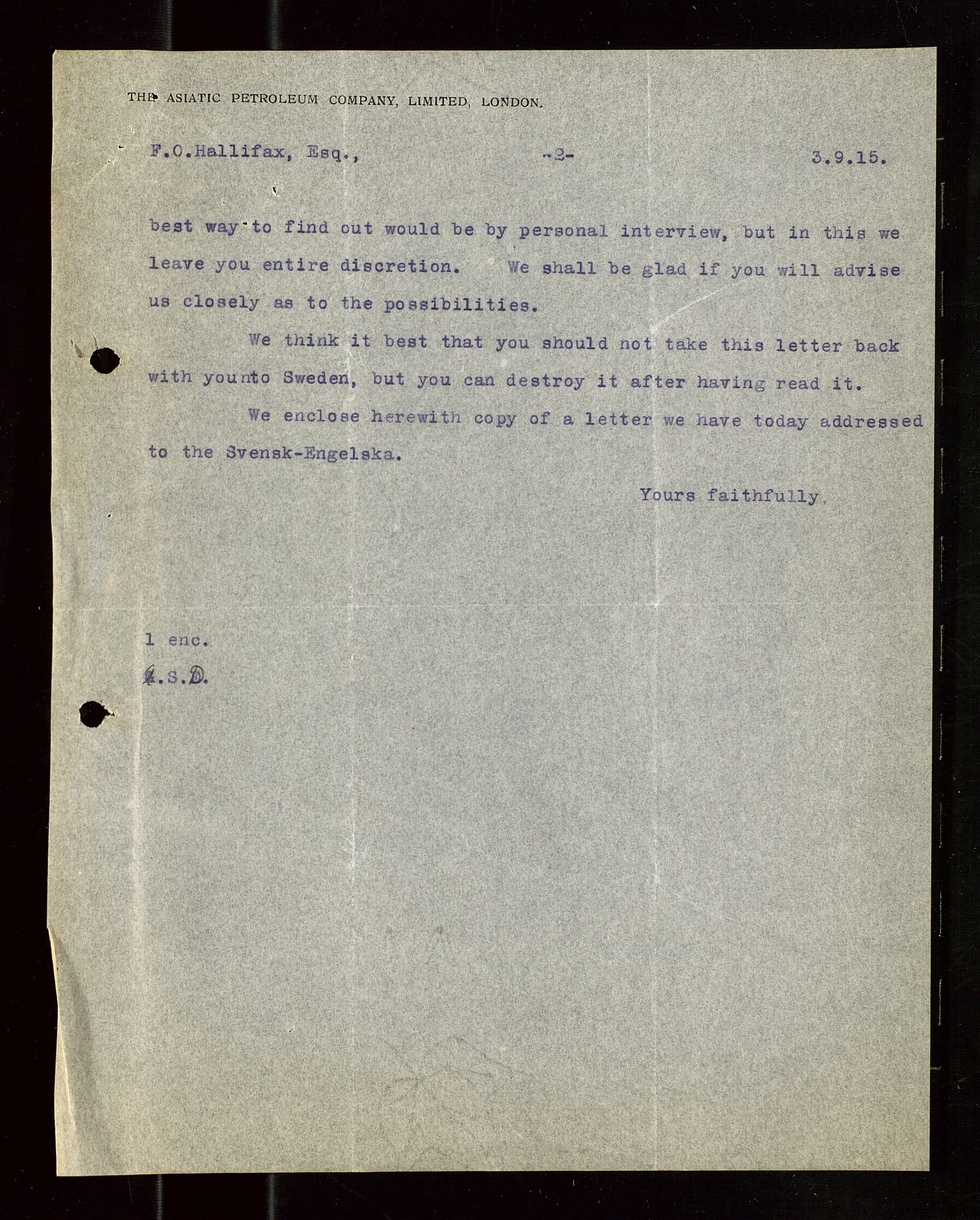 Pa 1521 - A/S Norske Shell, AV/SAST-A-101915/E/Ea/Eaa/L0019: Sjefskorrespondanse, 1917, p. 24