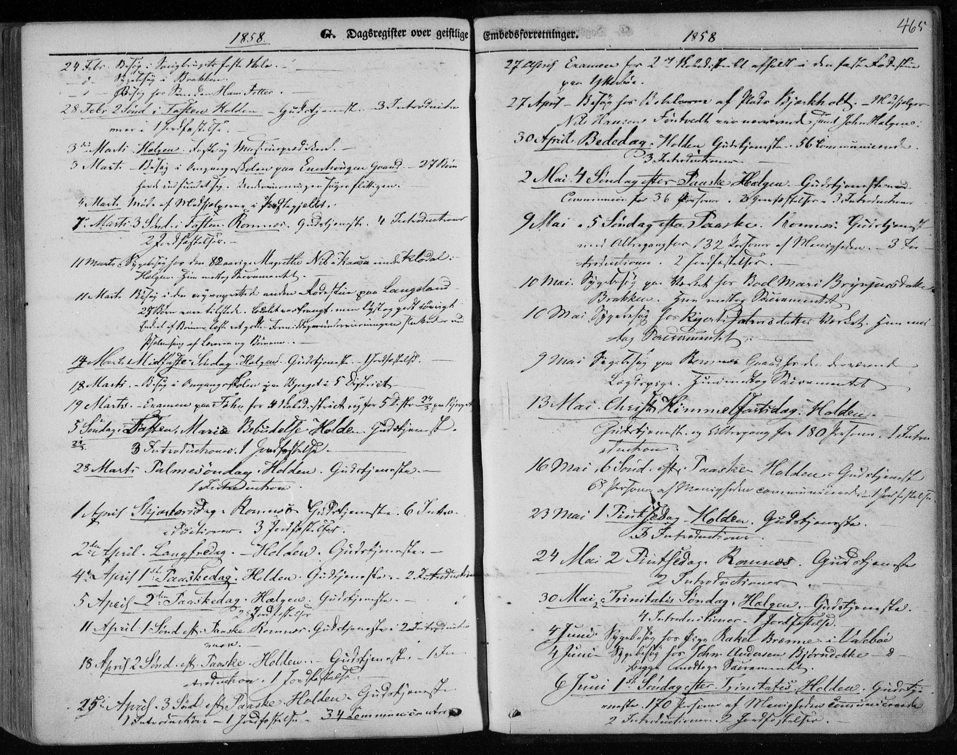 Holla kirkebøker, SAKO/A-272/F/Fa/L0005: Parish register (official) no. 5, 1849-1860, p. 465