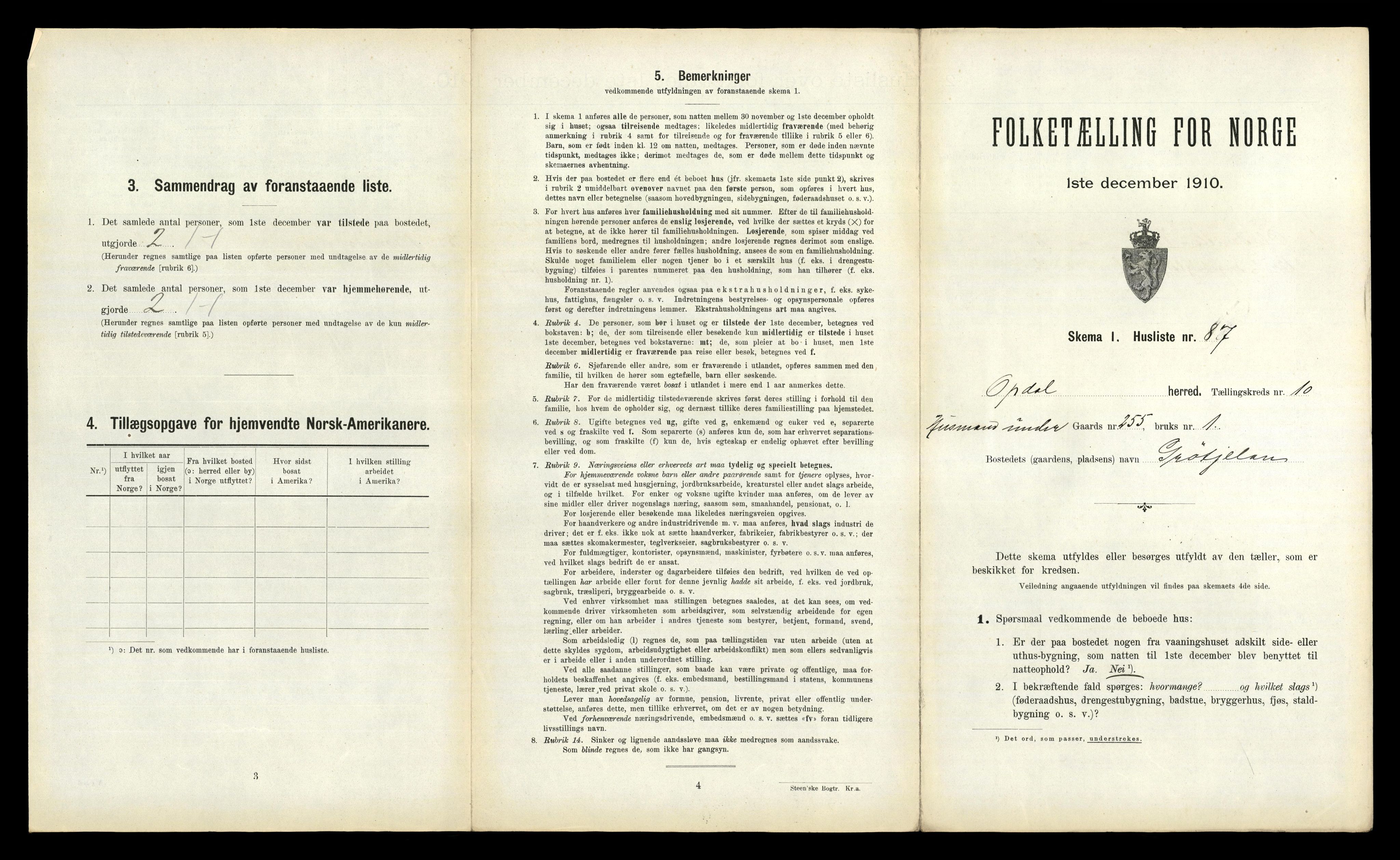RA, 1910 census for Oppdal, 1910, p. 1209