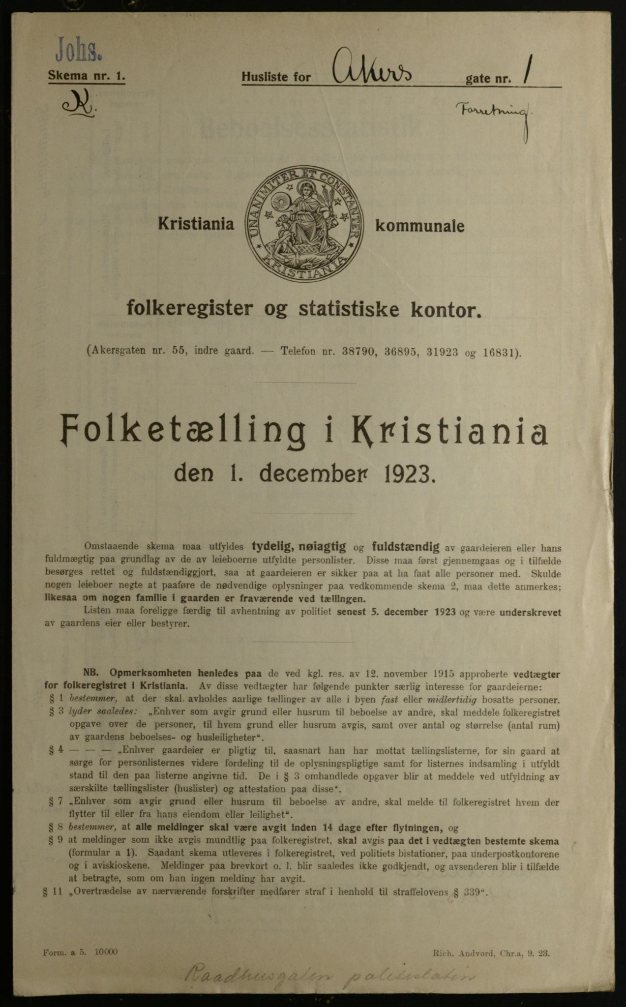 OBA, Municipal Census 1923 for Kristiania, 1923, p. 652