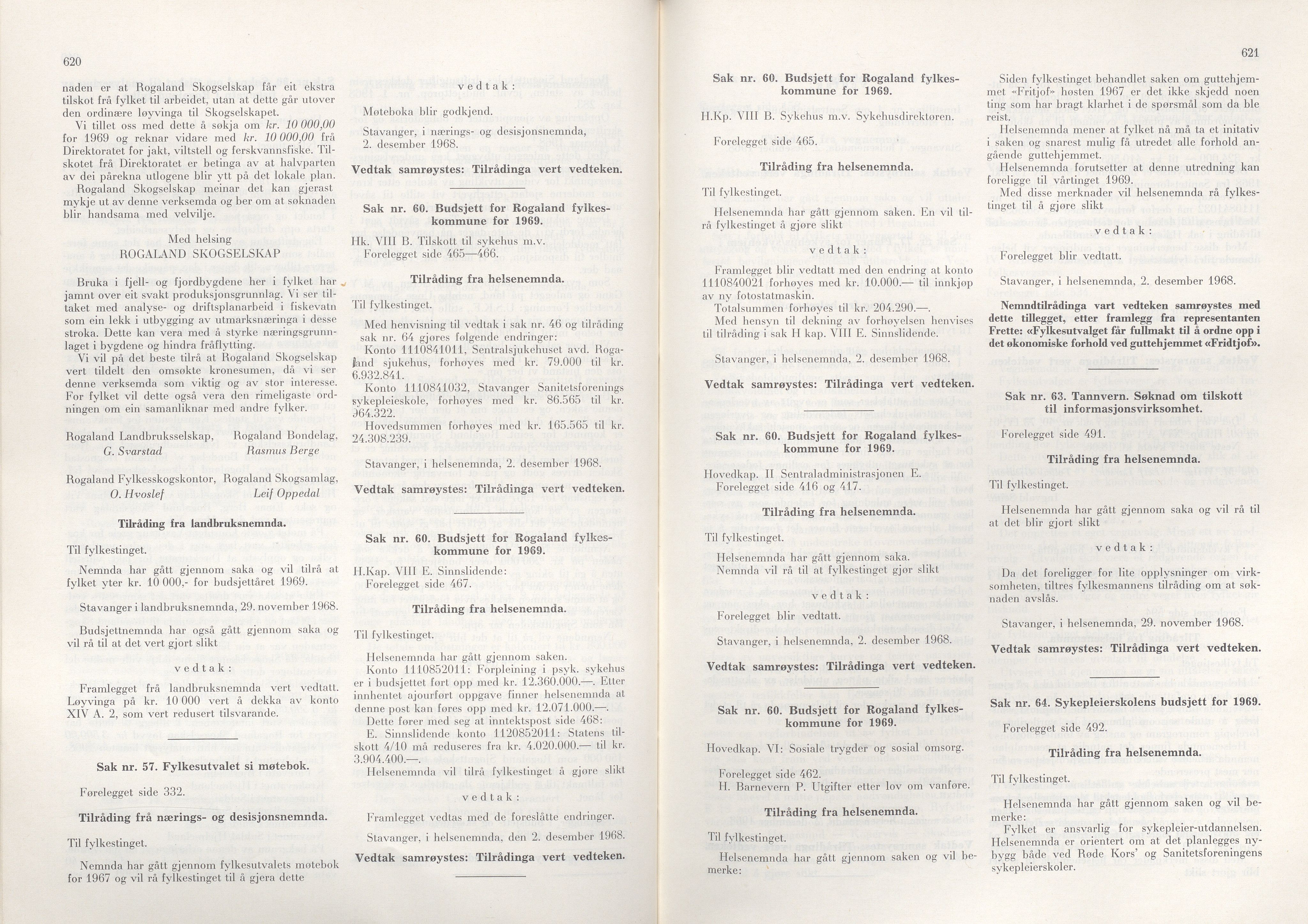 Rogaland fylkeskommune - Fylkesrådmannen , IKAR/A-900/A/Aa/Aaa/L0088: Møtebok , 1968, p. 620-621