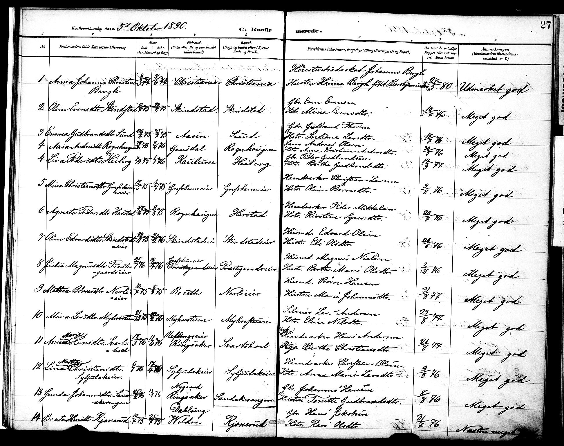 Nes prestekontor, Hedmark, AV/SAH-PREST-020/K/Ka/L0010: Parish register (official) no. 10, 1887-1905, p. 27