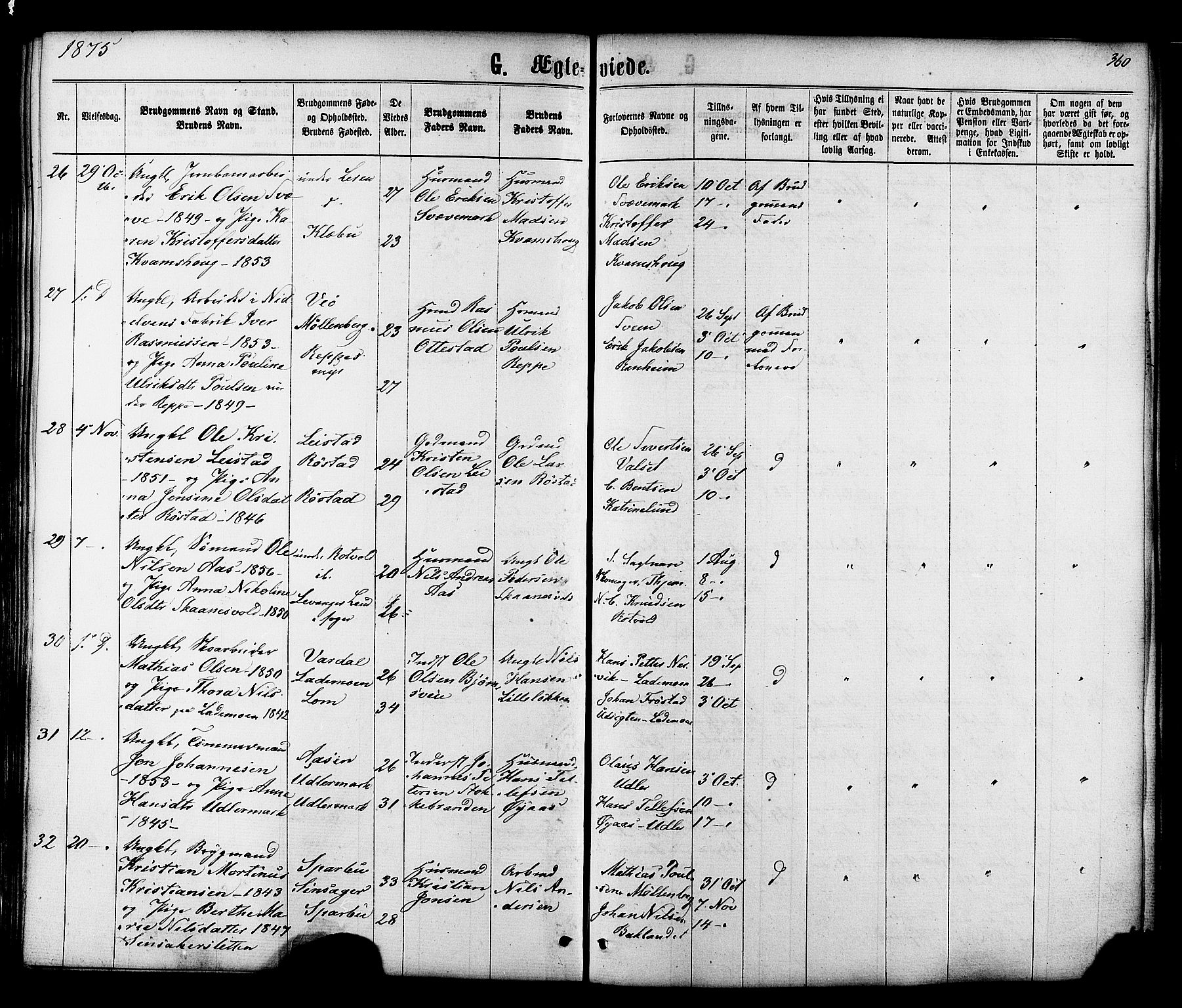 Ministerialprotokoller, klokkerbøker og fødselsregistre - Sør-Trøndelag, SAT/A-1456/606/L0293: Parish register (official) no. 606A08, 1866-1877, p. 360
