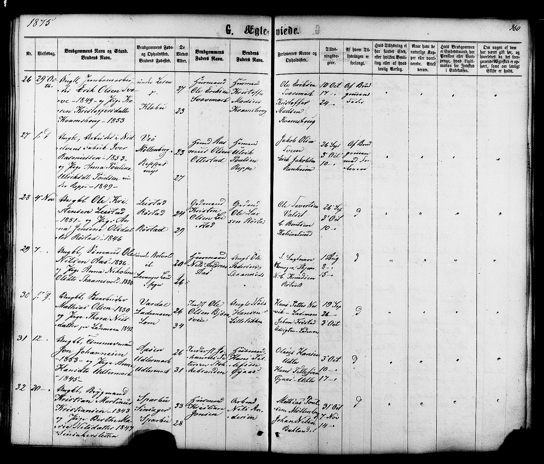 Ministerialprotokoller, klokkerbøker og fødselsregistre - Sør-Trøndelag, AV/SAT-A-1456/606/L0293: Parish register (official) no. 606A08, 1866-1877, p. 360