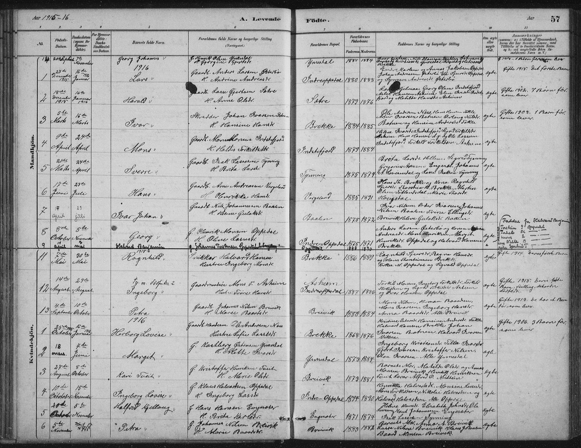 Gulen sokneprestembete, AV/SAB-A-80201/H/Hab/Habc/L0002: Parish register (copy) no. C 2, 1880-1938, p. 57