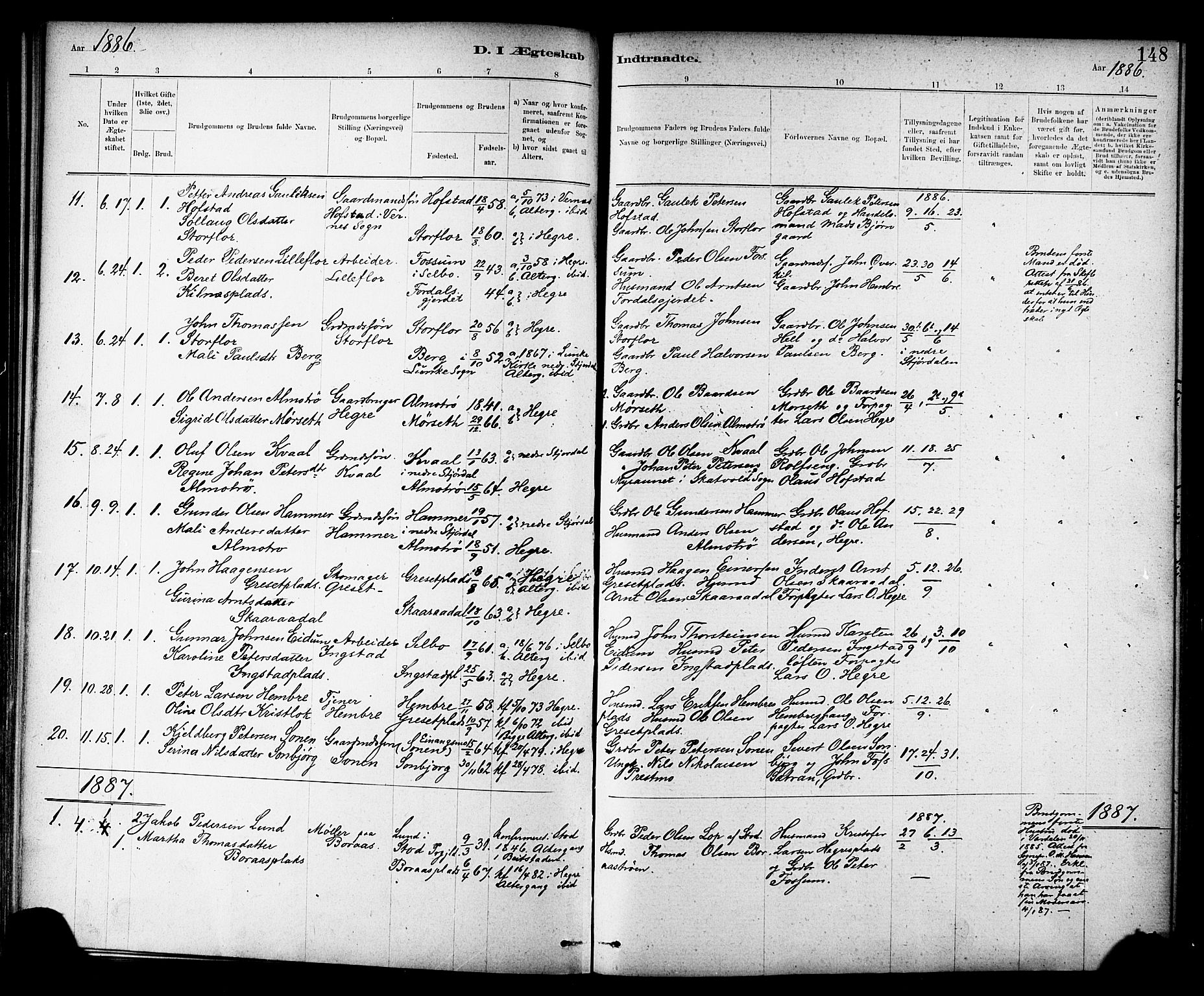 Ministerialprotokoller, klokkerbøker og fødselsregistre - Nord-Trøndelag, SAT/A-1458/703/L0030: Parish register (official) no. 703A03, 1880-1892, p. 148