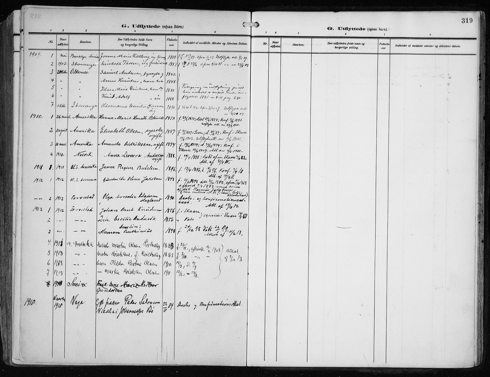 Haugesund sokneprestkontor, SAST/A -101863/H/Ha/Haa/L0010: Parish register (official) no. A 10, 1909-1935, p. 319