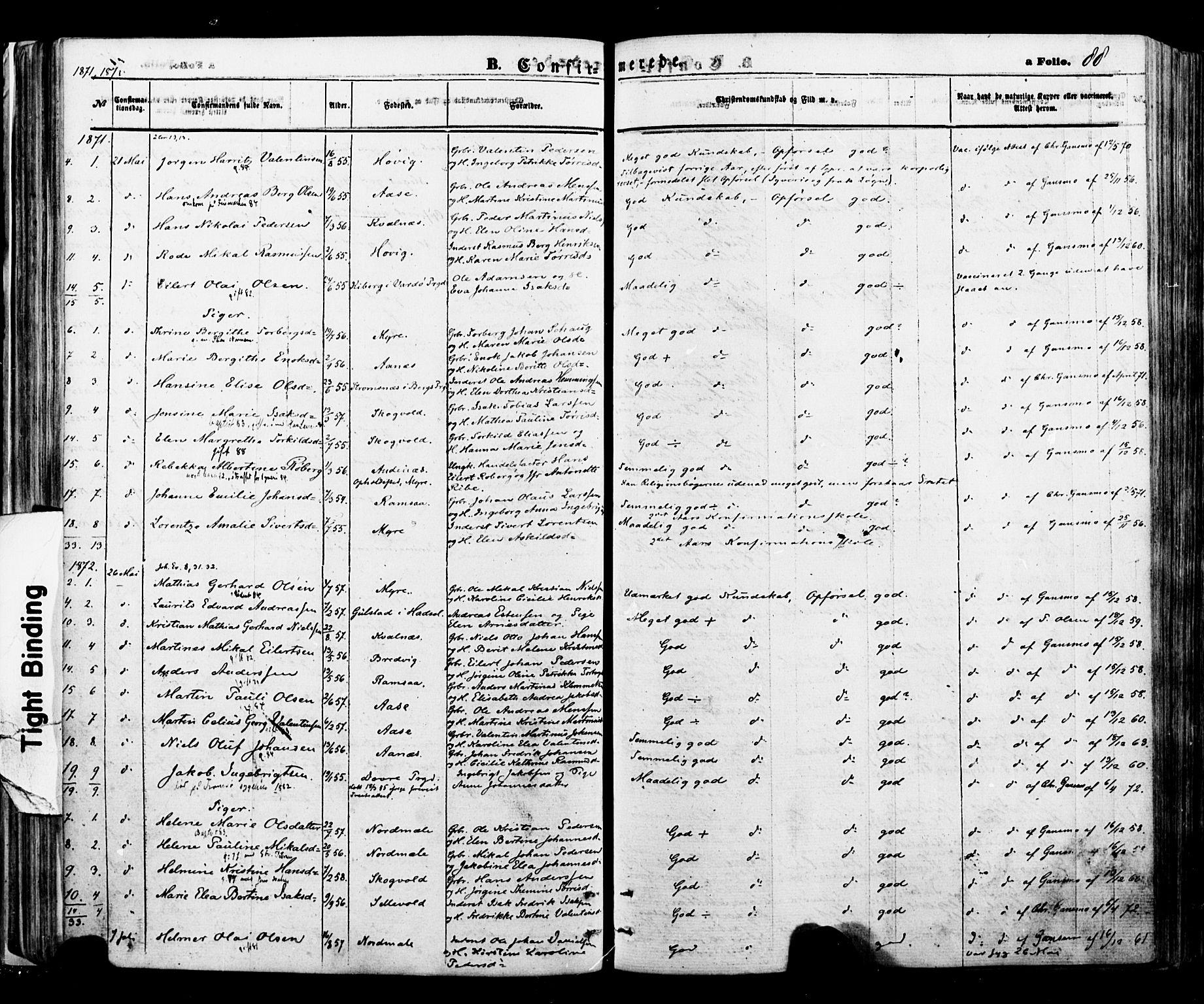 Ministerialprotokoller, klokkerbøker og fødselsregistre - Nordland, SAT/A-1459/897/L1397: Parish register (official) no. 897A05 /1, 1867-1880, p. 88