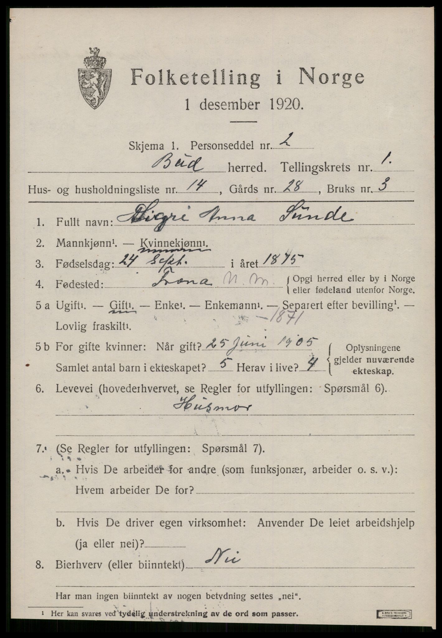 SAT, 1920 census for Bud, 1920, p. 722