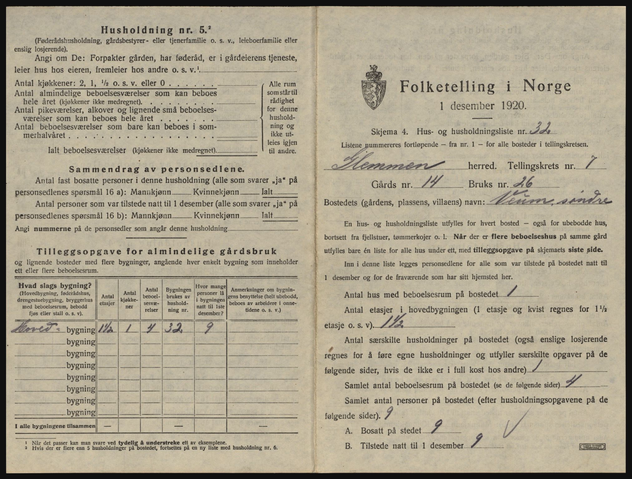 SAO, 1920 census for Glemmen, 1920, p. 2819