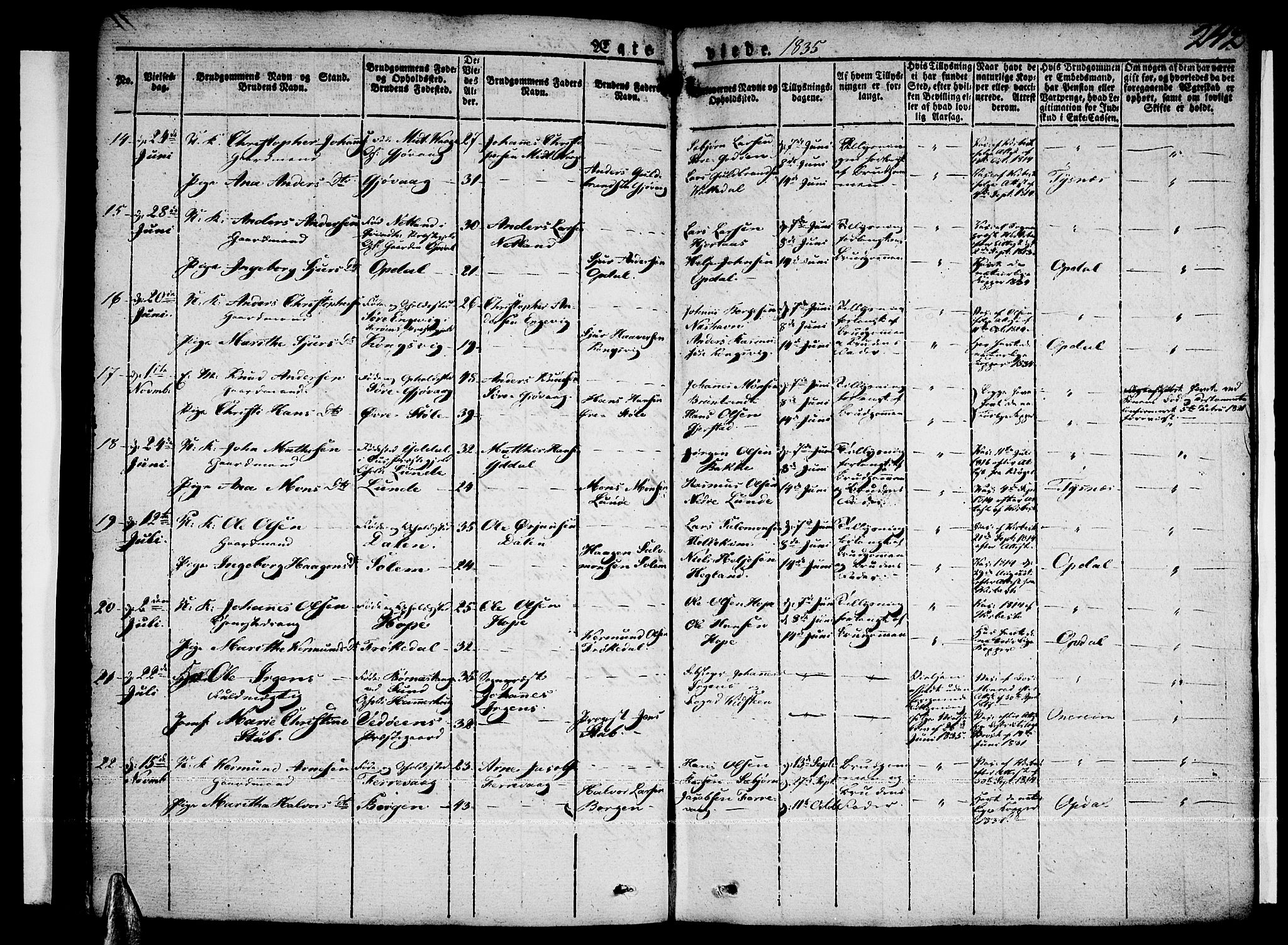 Tysnes sokneprestembete, AV/SAB-A-78601/H/Haa: Parish register (official) no. A 8, 1826-1837, p. 242