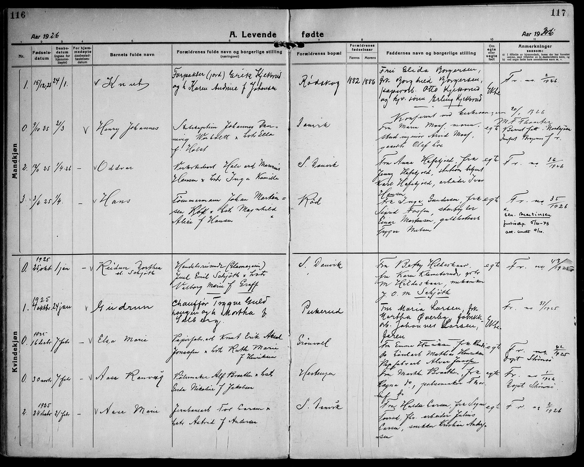 Strømsgodset kirkebøker, AV/SAKO-A-324/F/Fa/L0003: Parish register (official) no. 3, 1920-1936, p. 116-117