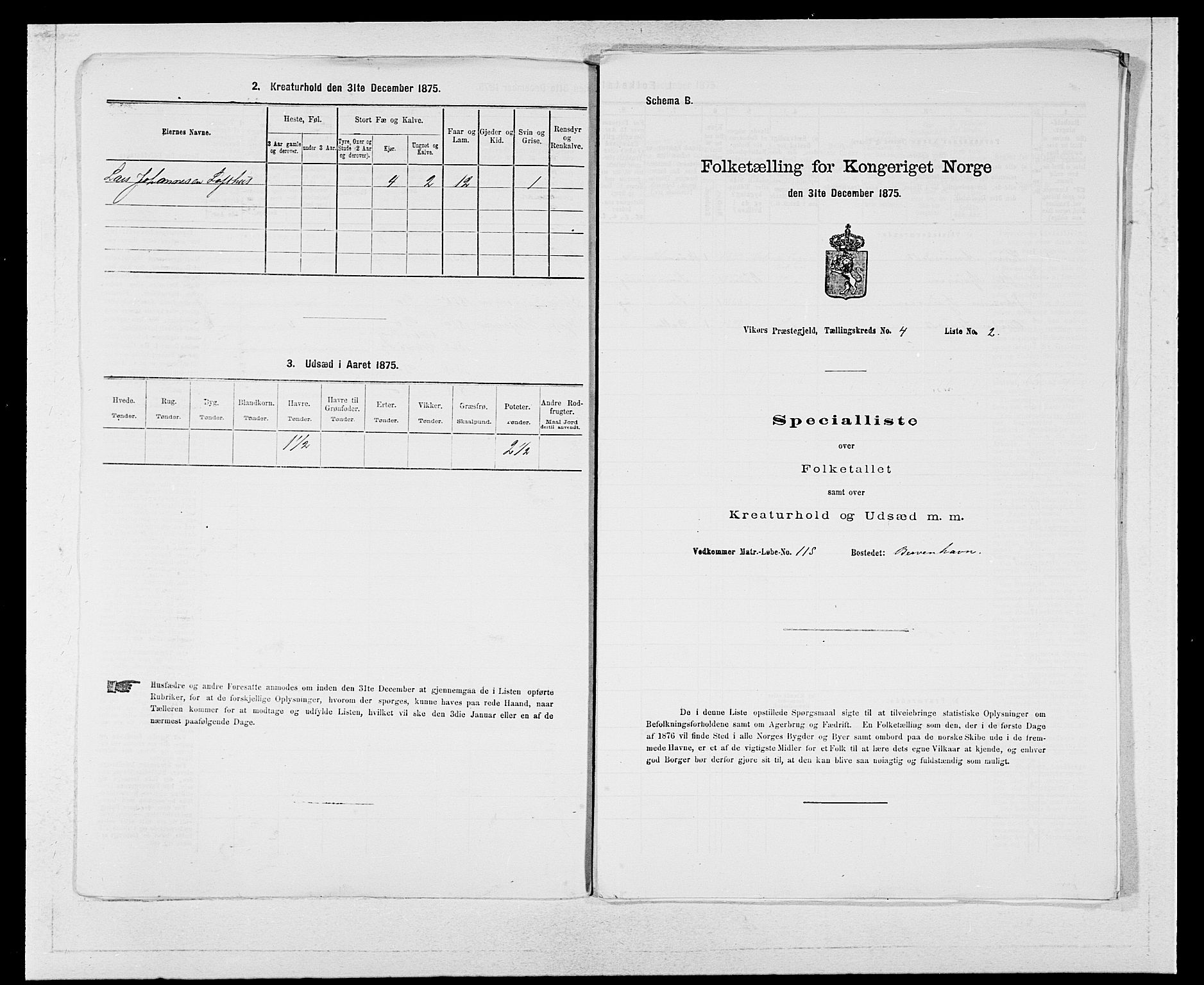 SAB, 1875 census for 1238P Vikør, 1875, p. 523