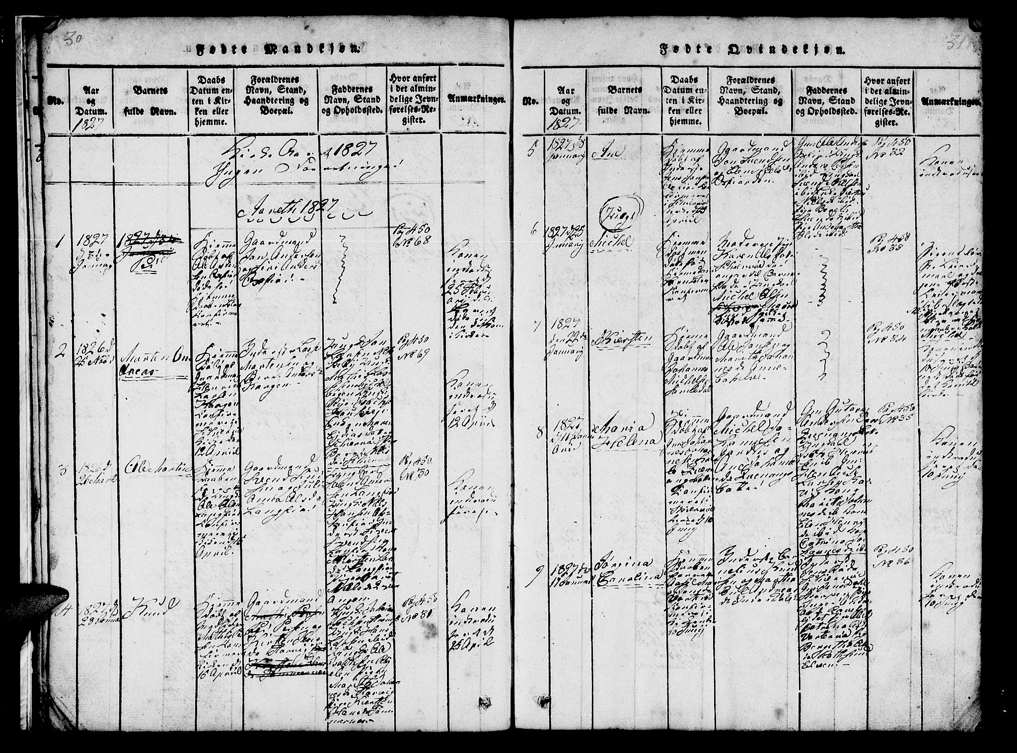 Skjervøy sokneprestkontor, AV/SATØ-S-1300/H/Ha/Hab/L0001klokker: Parish register (copy) no. 1, 1825-1838, p. 30-31