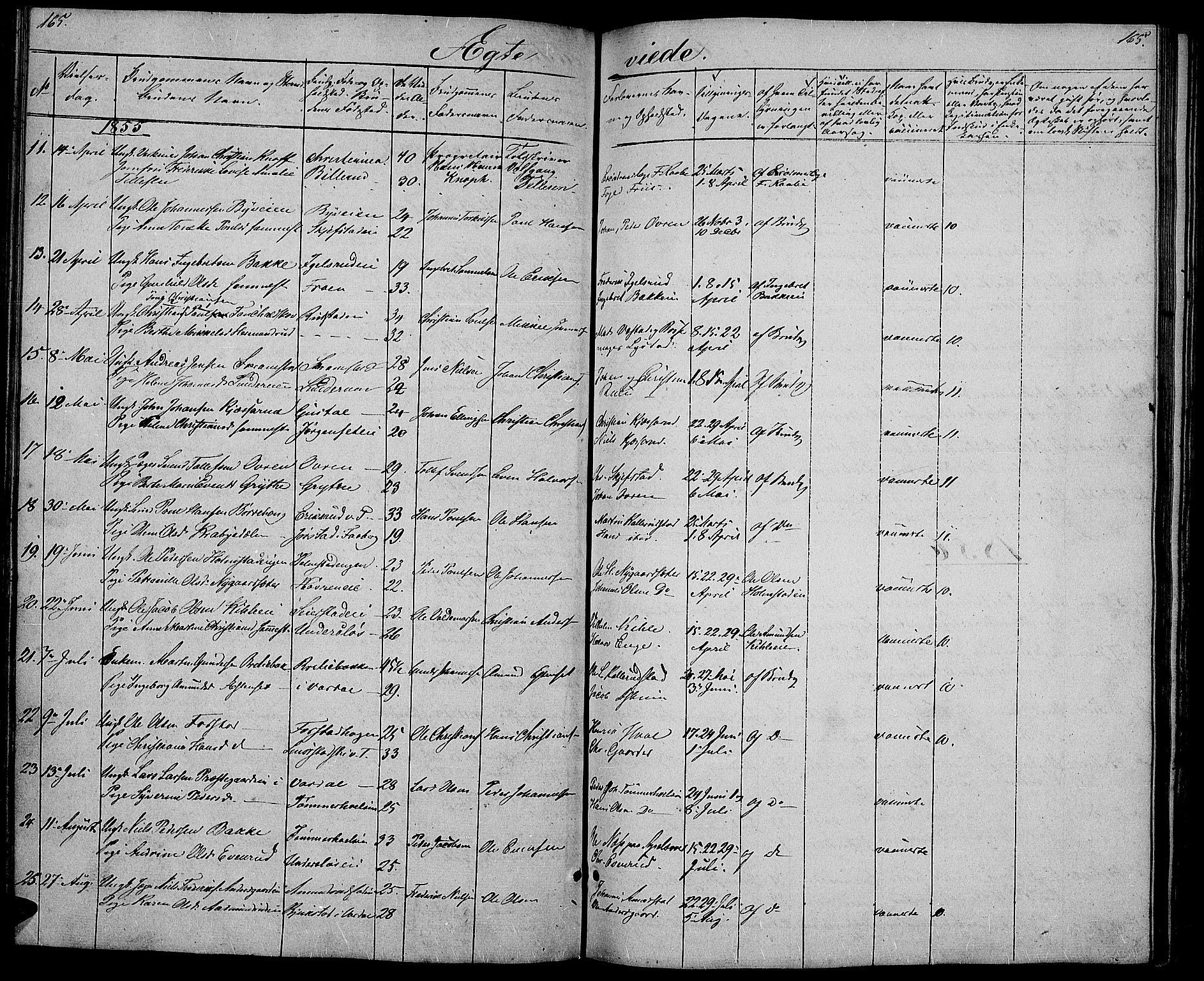 Østre Toten prestekontor, SAH/PREST-104/H/Ha/Hab/L0003: Parish register (copy) no. 3, 1848-1857, p. 165