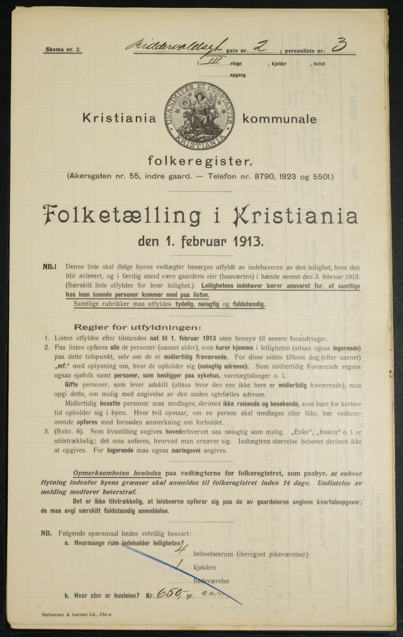 OBA, Municipal Census 1913 for Kristiania, 1913, p. 83040