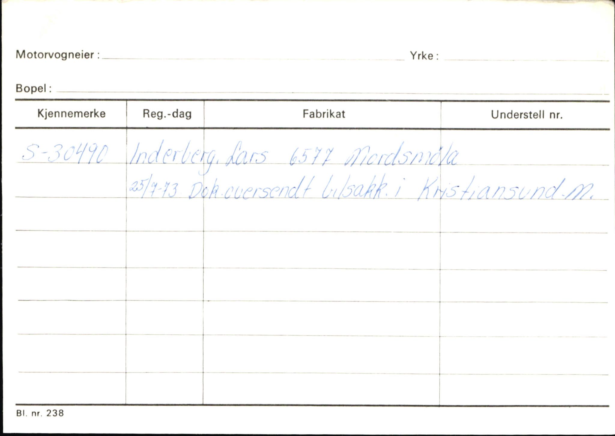 Statens vegvesen, Sogn og Fjordane vegkontor, SAB/A-5301/4/F/L0145: Registerkort Vågsøy S-Å. Årdal I-P, 1945-1975, p. 1188