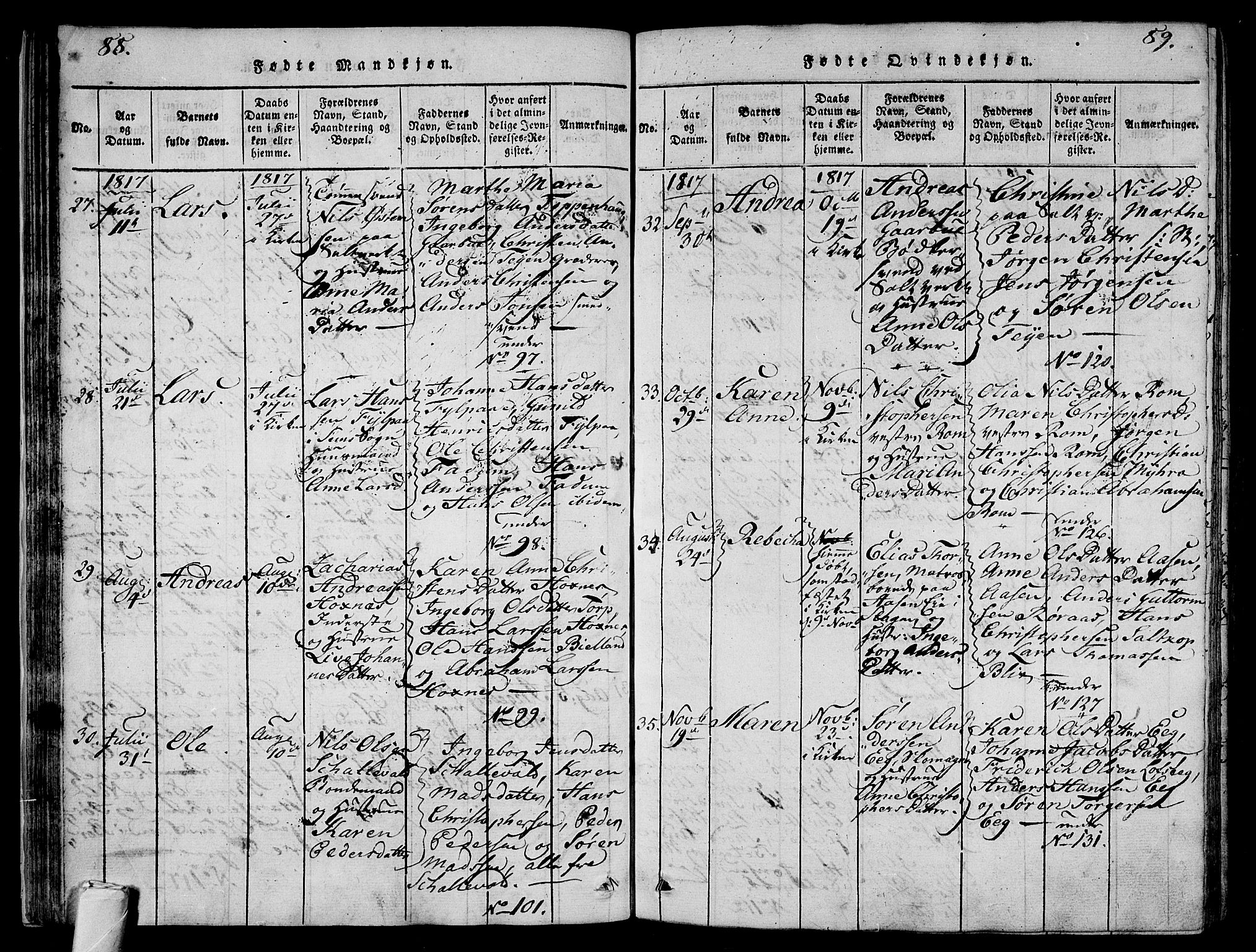 Sem kirkebøker, AV/SAKO-A-5/F/Fa/L0004: Parish register (official) no. I 4, 1814-1825, p. 88-89