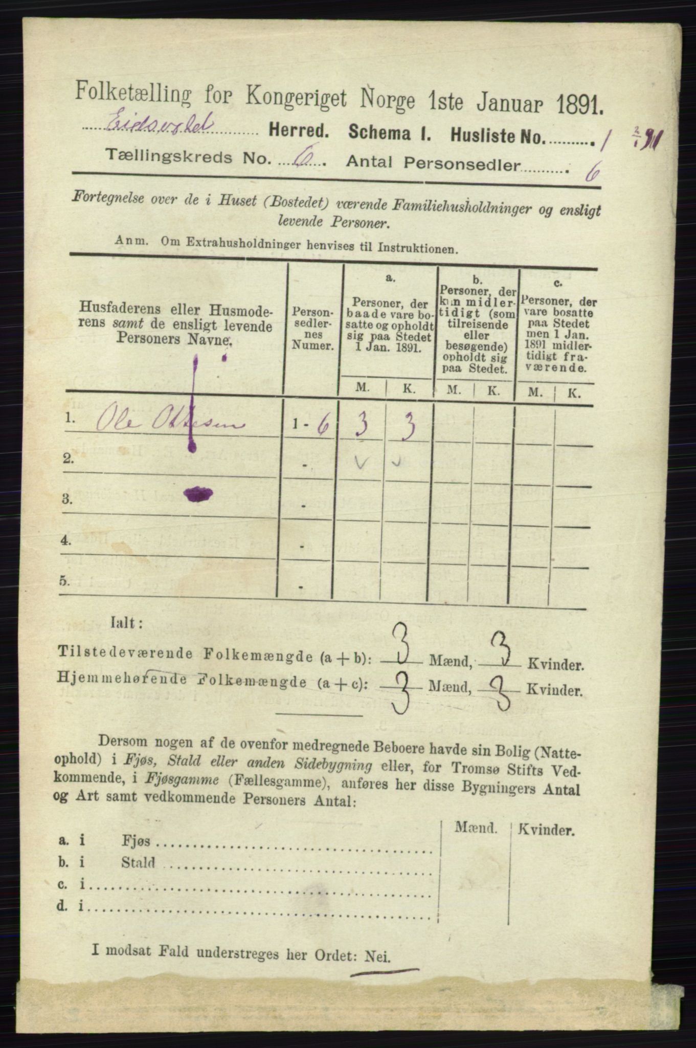 RA, 1891 census for 0237 Eidsvoll, 1891, p. 3659