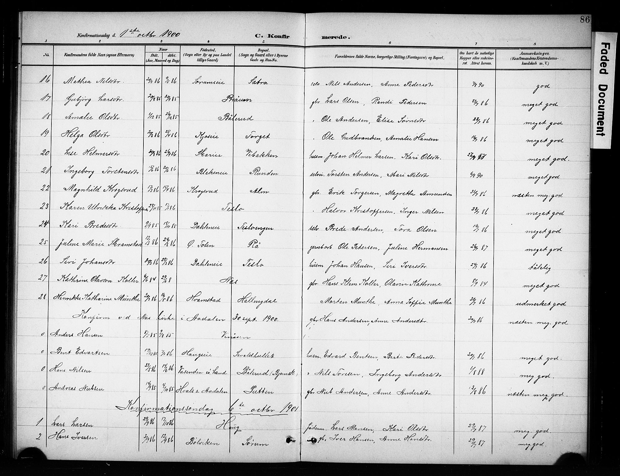 Brandbu prestekontor, SAH/PREST-114/H/Ha/Hab/L0005: Parish register (copy) no. 5, 1900-1913, p. 86