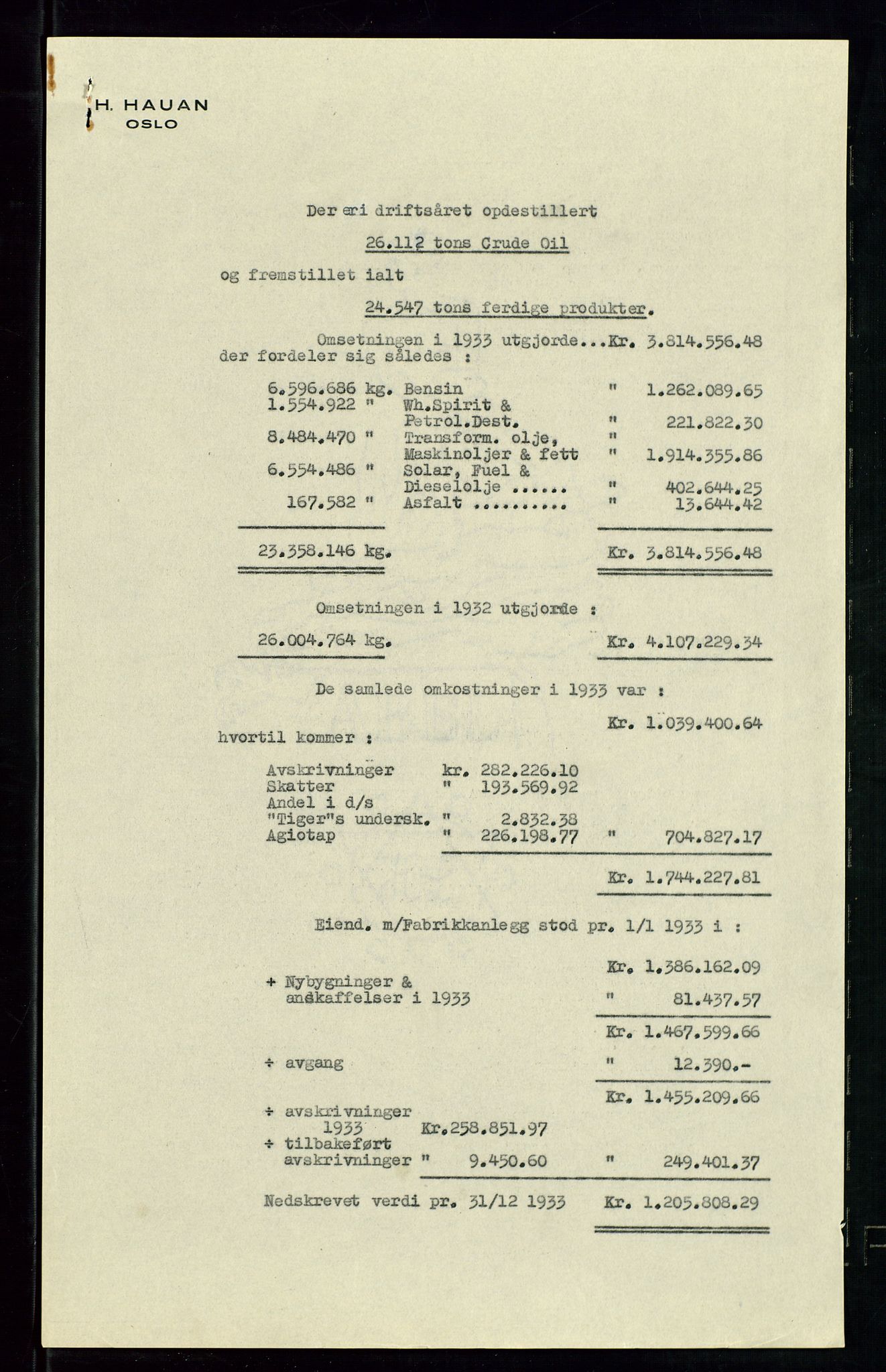 Pa 1536 - Esso Norge as, Vallø Oljeraffineri og lager, AV/SAST-A-101956/A/Aa/L0002: Vallø Oljeraffineri ordinær og ekstraordinær generalforsamling 1934. Ordinær generalforsamling Vallø Oljeraffineri, Norsk Amerikansk Petroleuns co., Vestlandske Petroleums co. 1935., 1934-1935, p. 8