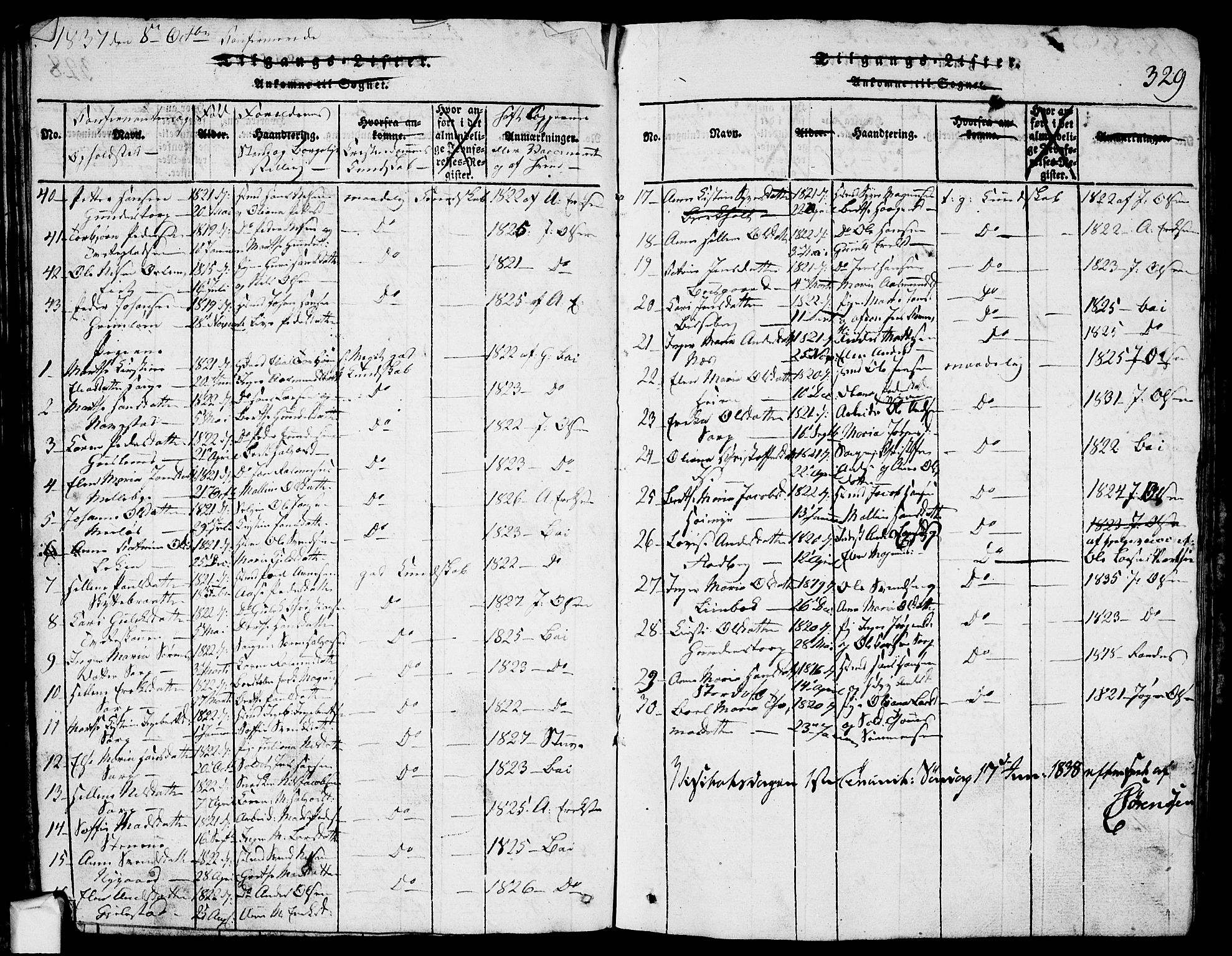 Skjeberg prestekontor Kirkebøker, AV/SAO-A-10923/G/Ga/L0001: Parish register (copy) no. I 1, 1815-1830, p. 329