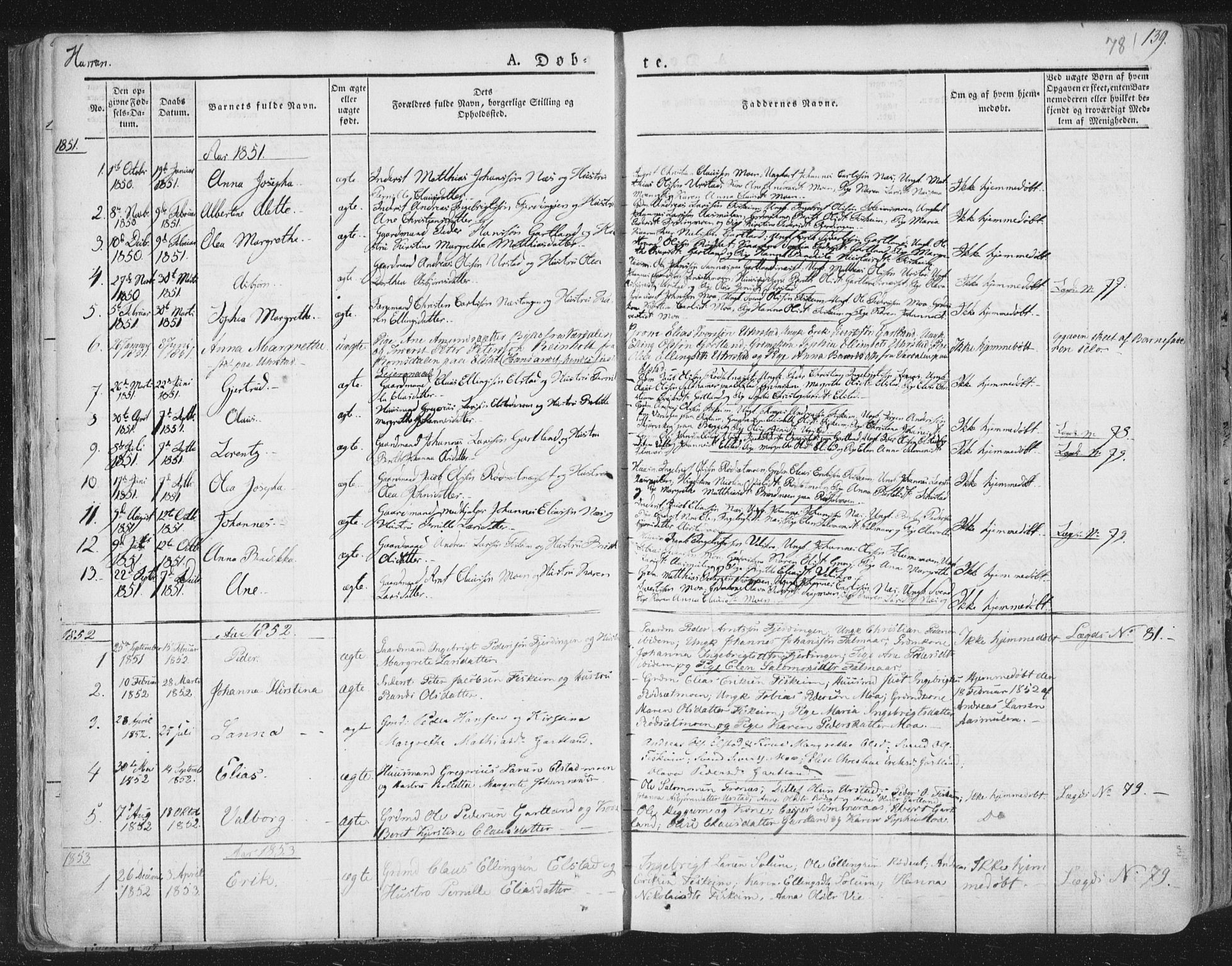 Ministerialprotokoller, klokkerbøker og fødselsregistre - Nord-Trøndelag, SAT/A-1458/758/L0513: Parish register (official) no. 758A02 /3, 1839-1868, p. 78