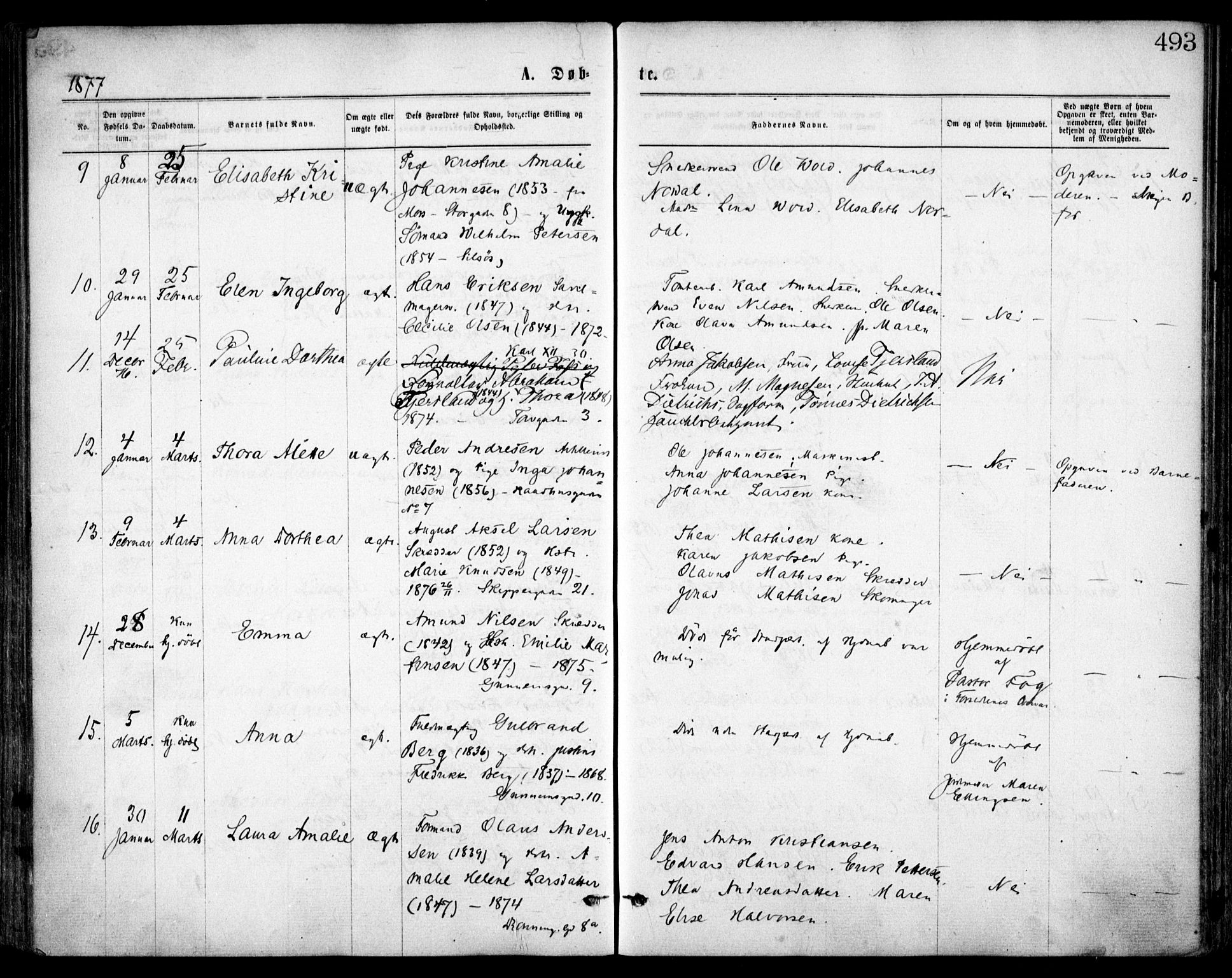 Oslo domkirke Kirkebøker, AV/SAO-A-10752/F/Fa/L0017: Parish register (official) no. 17, 1869-1878, p. 493