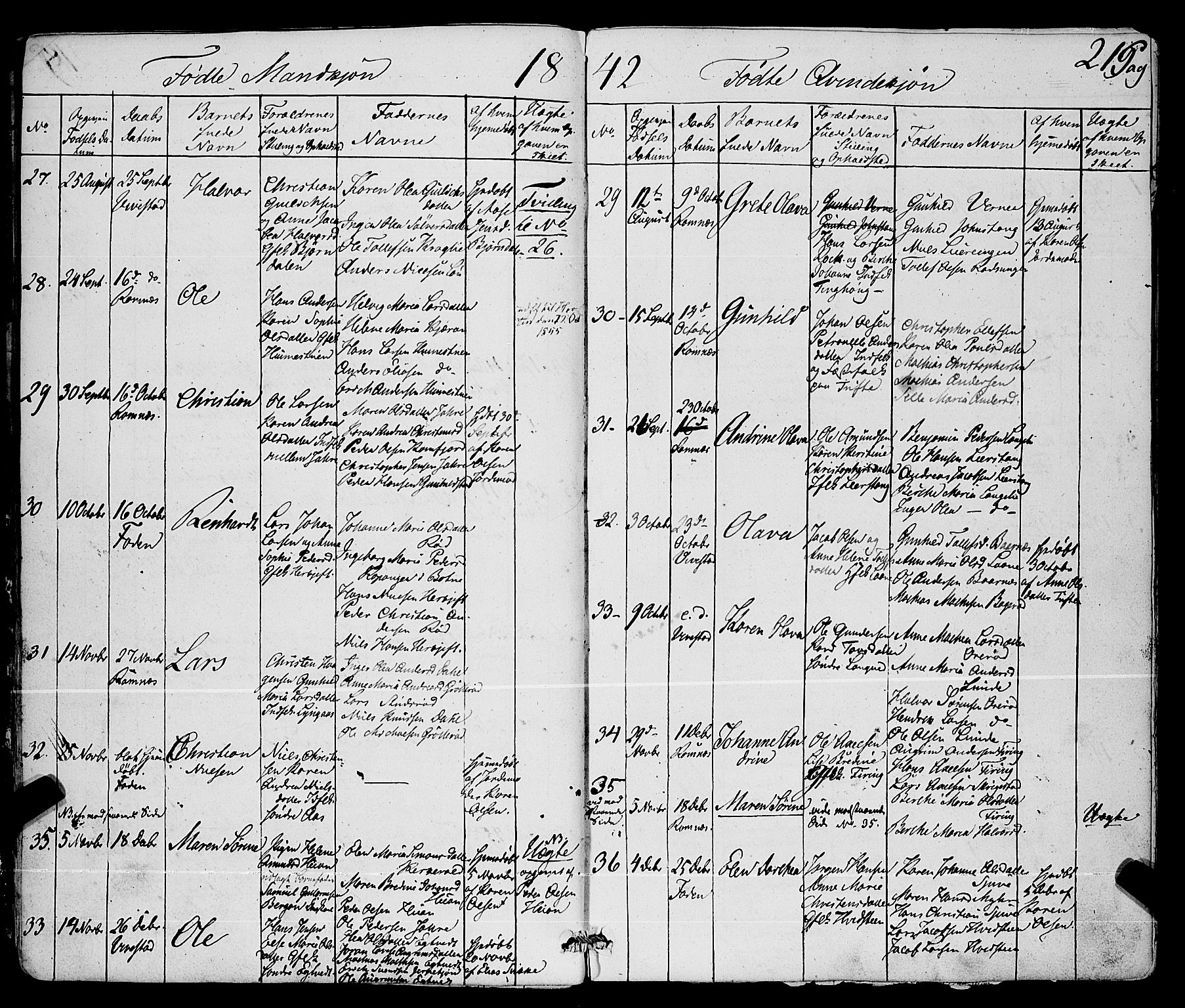 Ramnes kirkebøker, AV/SAKO-A-314/F/Fa/L0005: Parish register (official) no. I 5, 1841-1861, p. 20-21