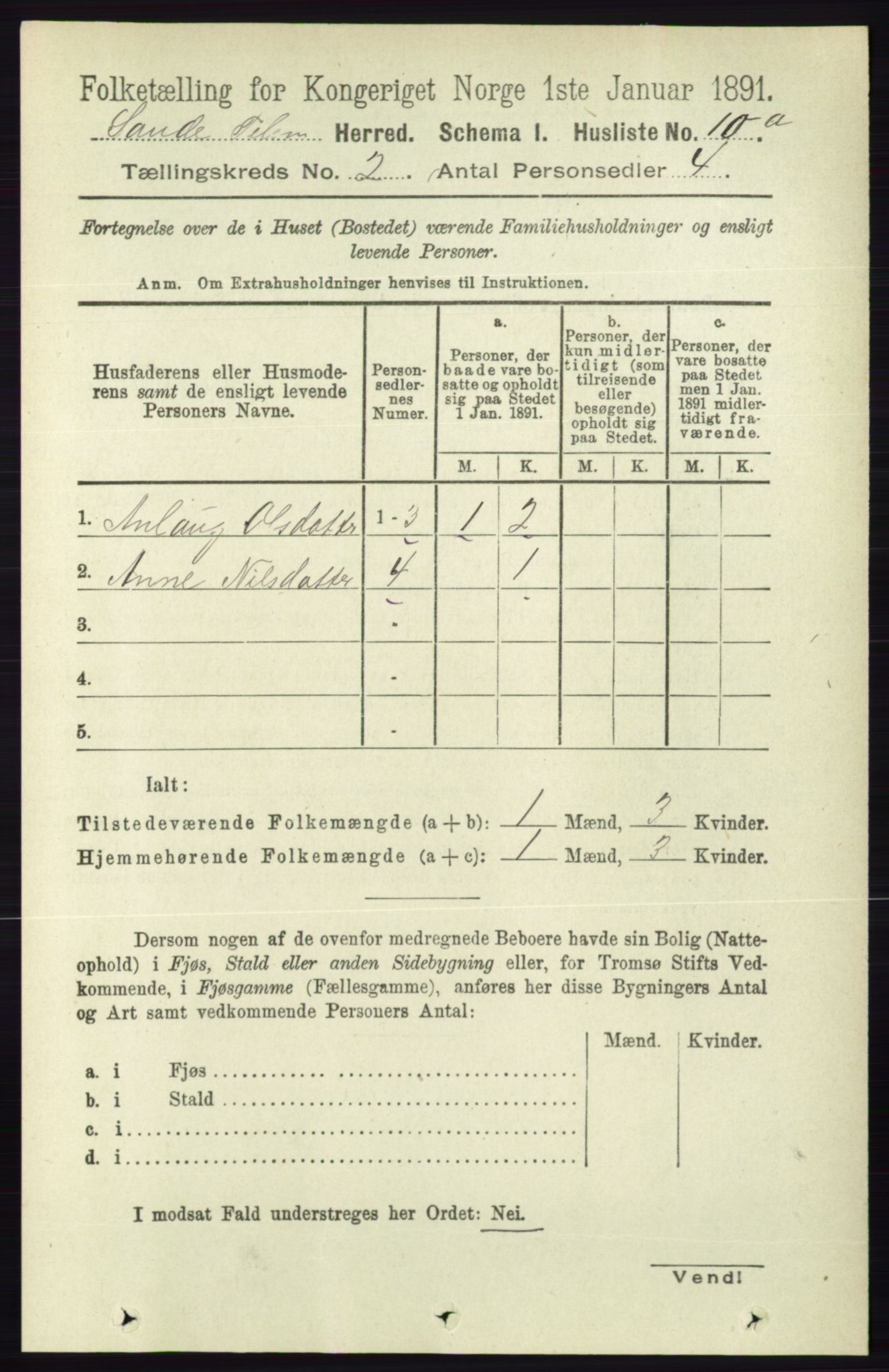 RA, 1891 census for 0822 Sauherad, 1891, p. 398