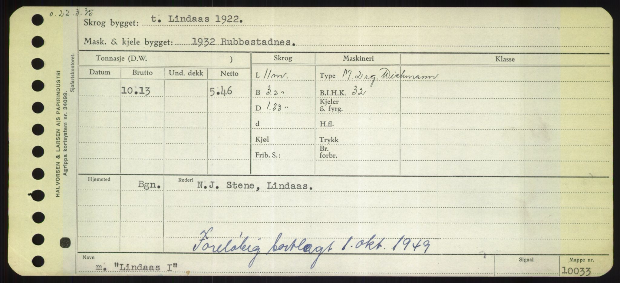 Sjøfartsdirektoratet med forløpere, Skipsmålingen, RA/S-1627/H/Hd/L0023: Fartøy, Lia-Løv, p. 157