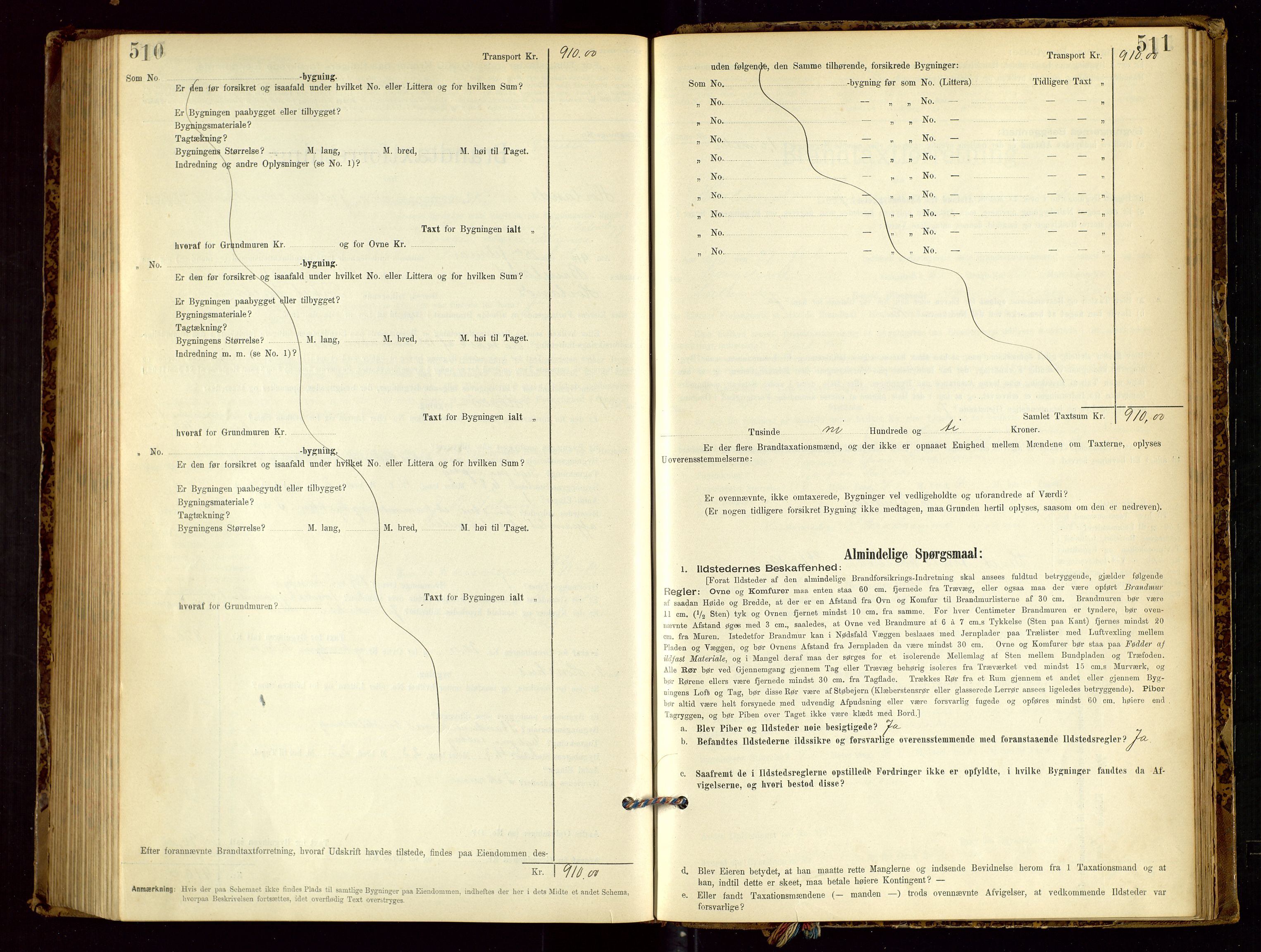 Høyland/Sandnes lensmannskontor, AV/SAST-A-100166/Gob/L0001: "Brandtaxtprotokol", 1890-1913, p. 510-511