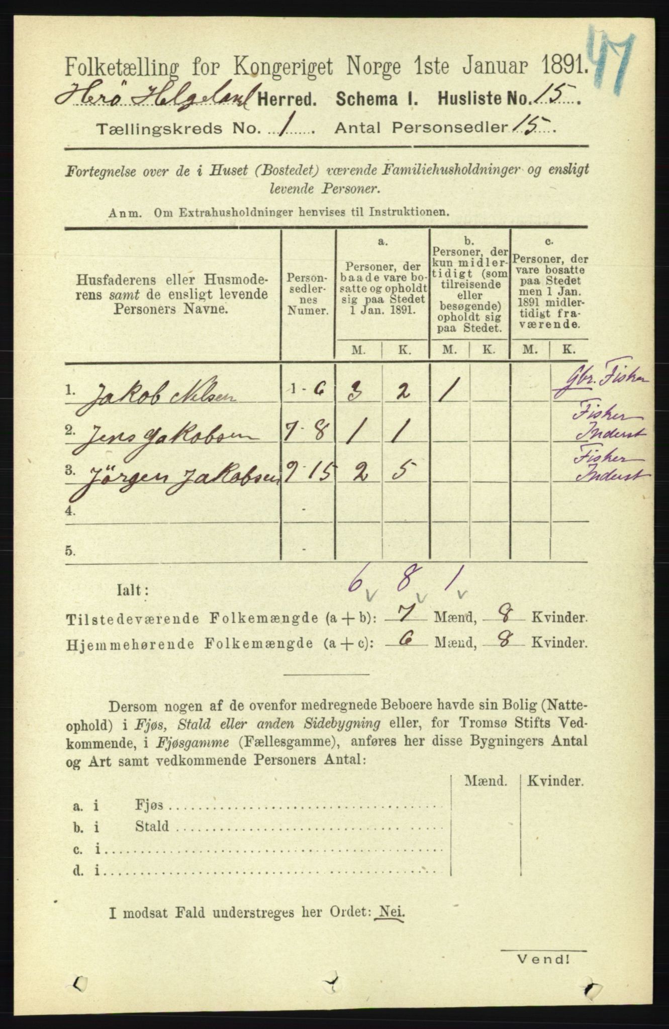 RA, 1891 census for 1818 Herøy, 1891, p. 45