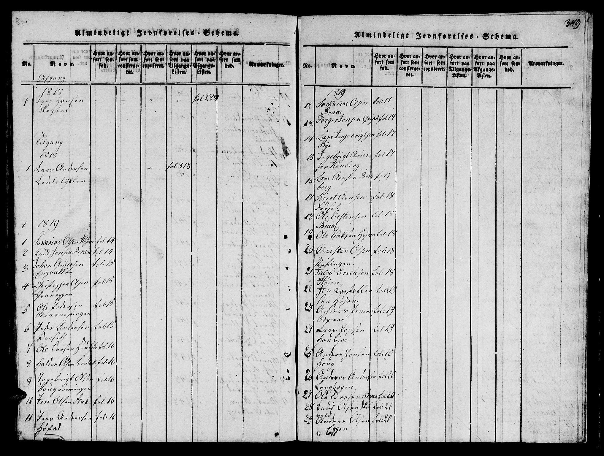 Ministerialprotokoller, klokkerbøker og fødselsregistre - Sør-Trøndelag, AV/SAT-A-1456/612/L0385: Parish register (copy) no. 612C01, 1816-1845, p. 349