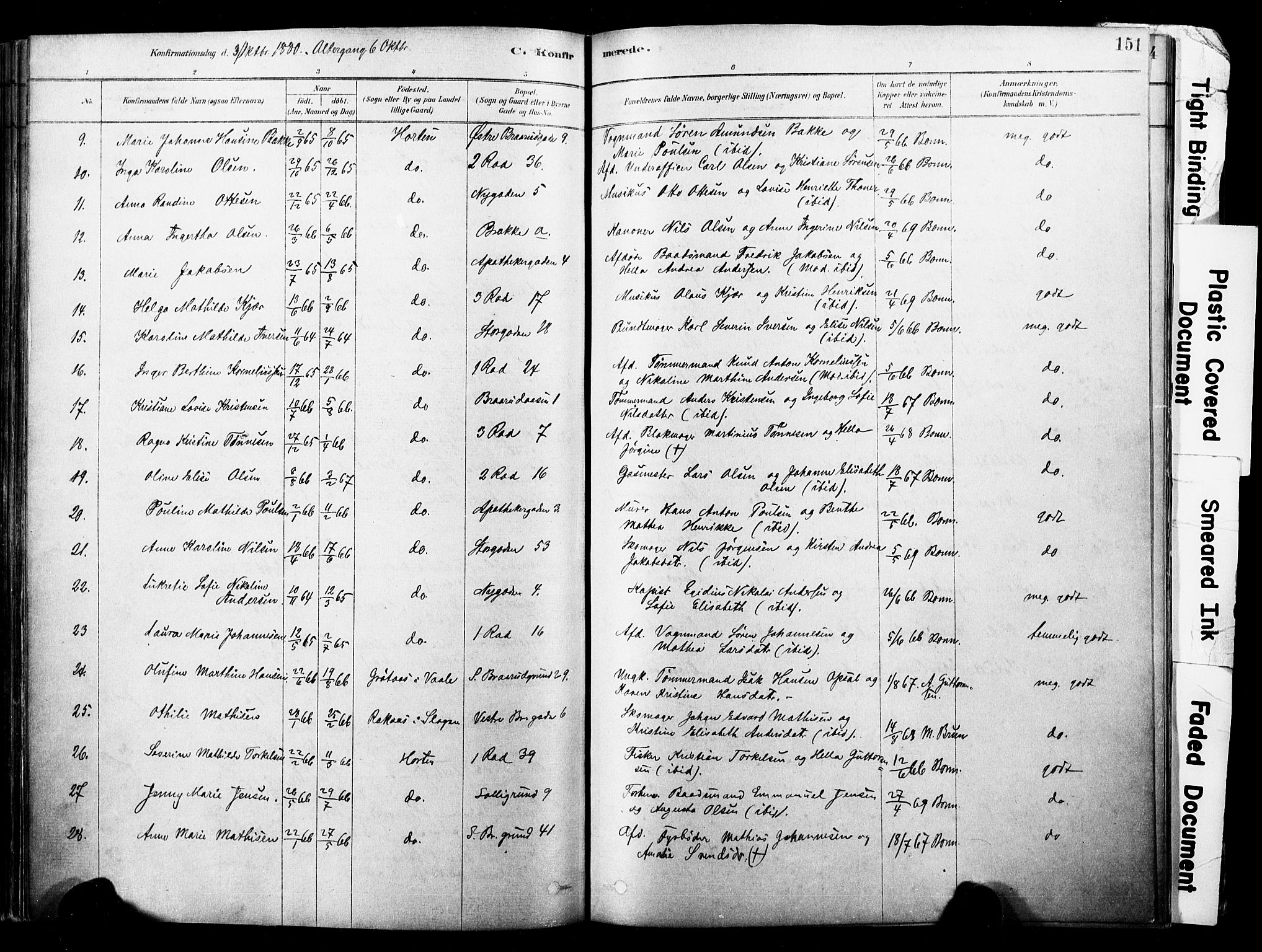 Horten kirkebøker, AV/SAKO-A-348/F/Fa/L0003: Parish register (official) no. 3, 1878-1887, p. 151