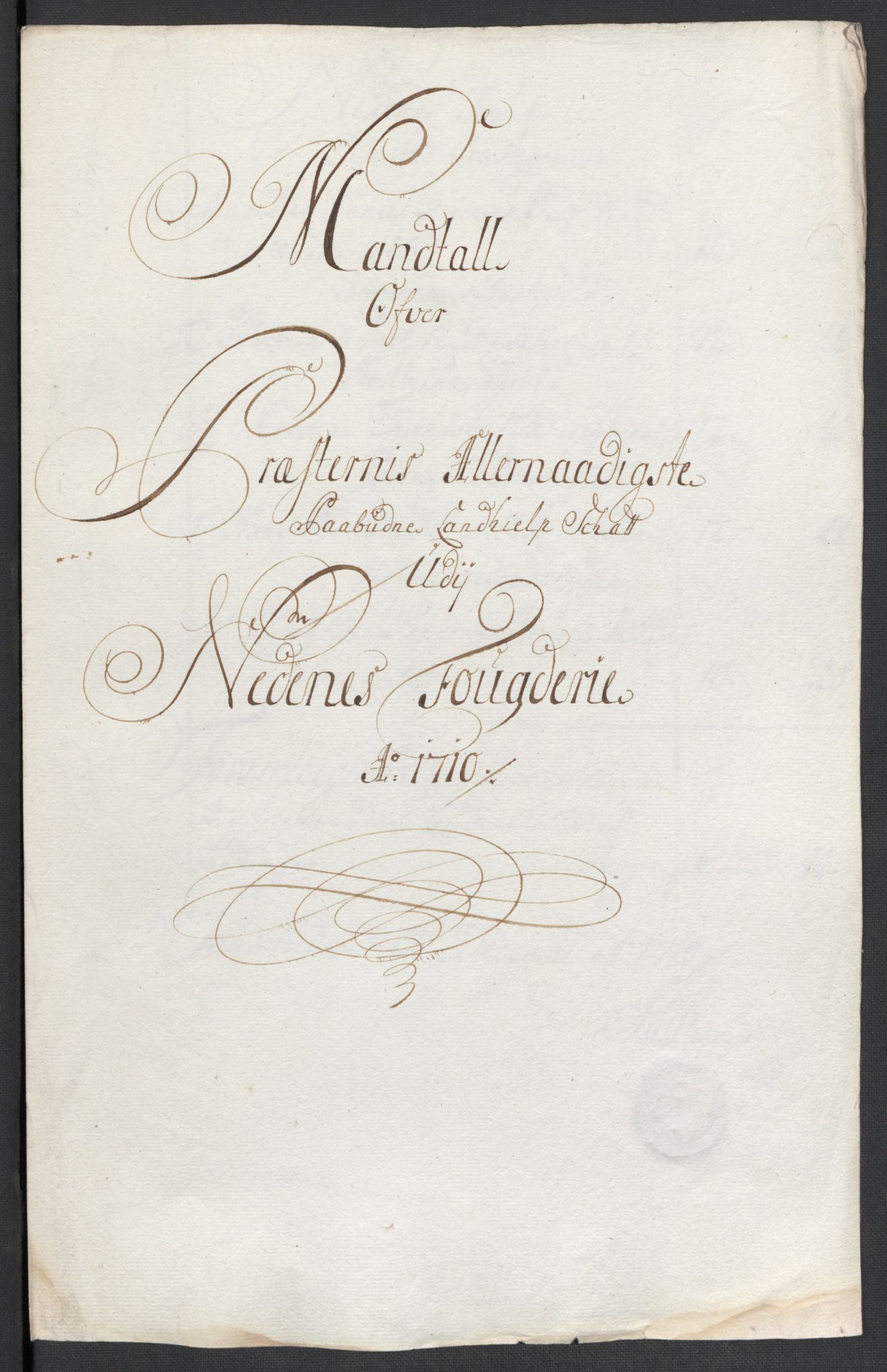 Rentekammeret inntil 1814, Reviderte regnskaper, Fogderegnskap, AV/RA-EA-4092/R39/L2319: Fogderegnskap Nedenes, 1710-1711, p. 55