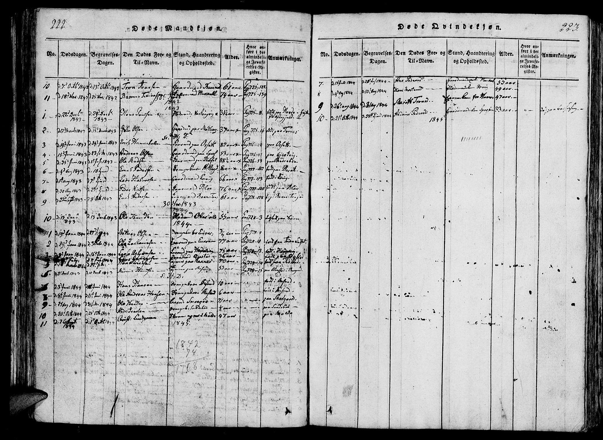Ministerialprotokoller, klokkerbøker og fødselsregistre - Møre og Romsdal, SAT/A-1454/560/L0718: Parish register (official) no. 560A02, 1817-1844, p. 222-223