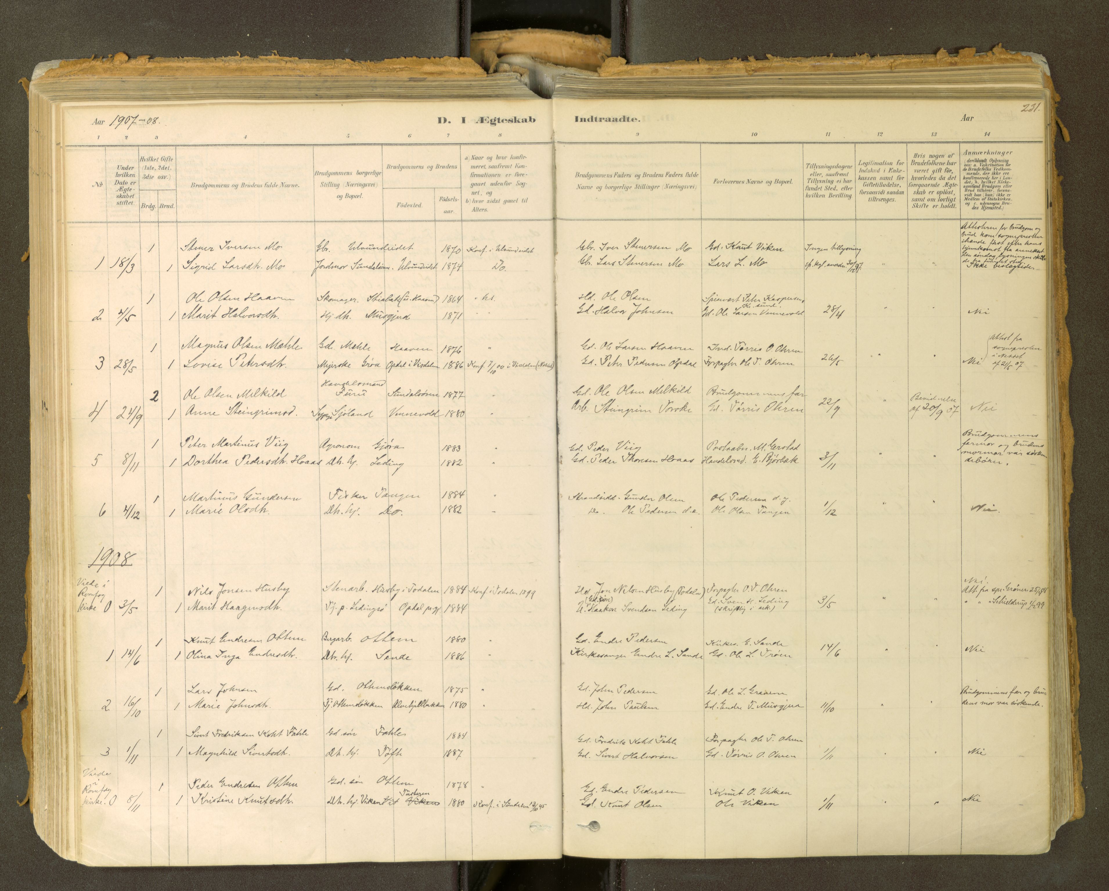 Sunndal sokneprestkontor, SAT/A-1085/1/I/I1/I1a: Parish register (official) no. 2, 1877-1914, p. 231