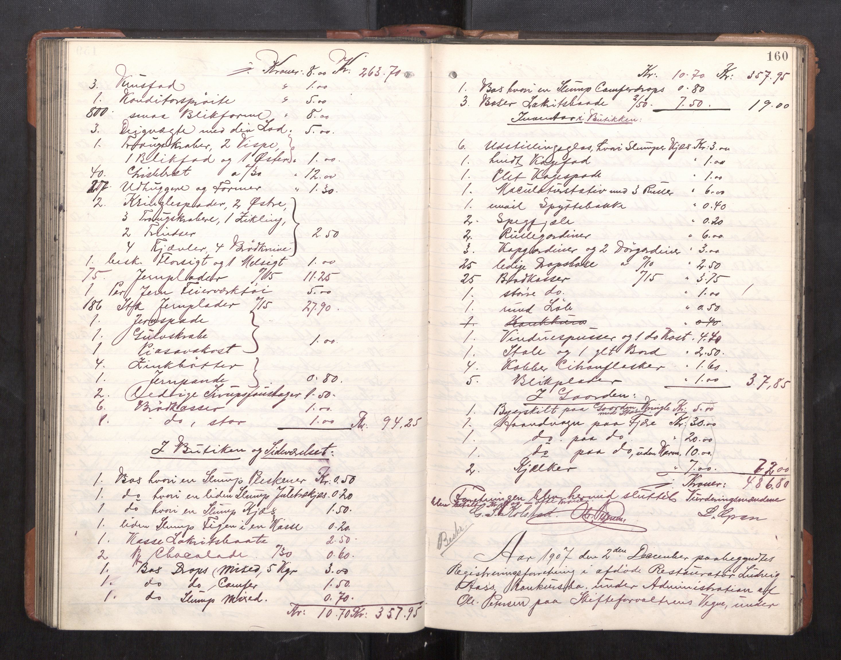 Trondheim byfogd, AV/SAT-A-0003/1/3/3C/L0025: Skifteregistreringsprotokoll - 24/1-14/7. (u/ register), 1906-1909, p. 160