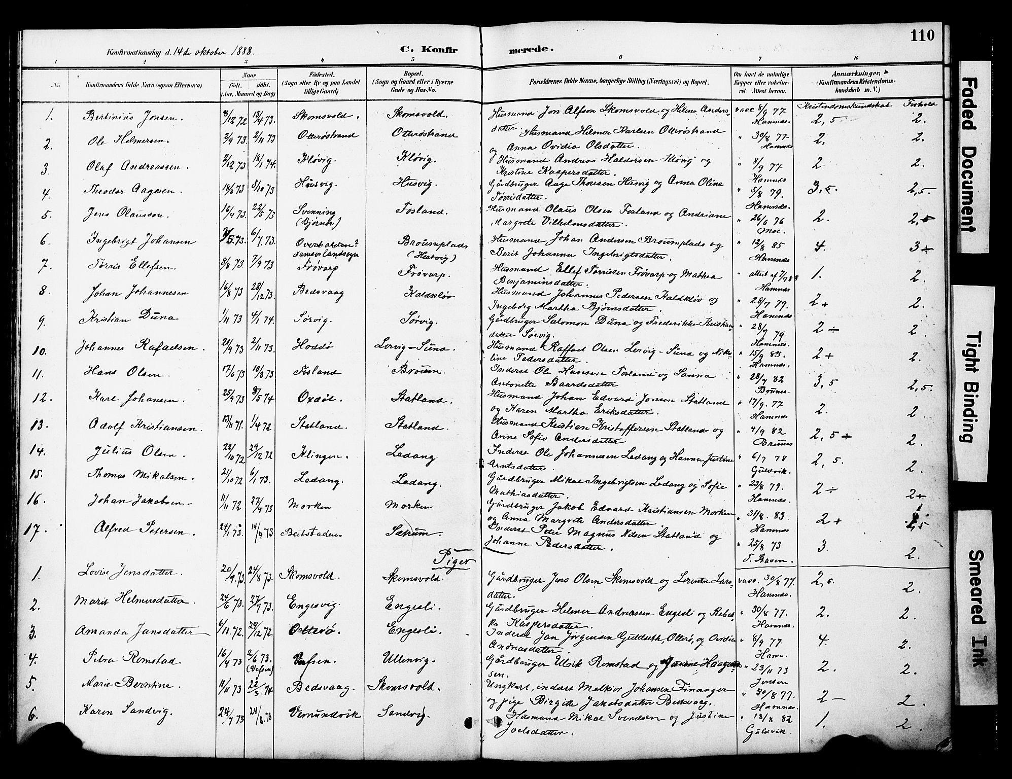 Ministerialprotokoller, klokkerbøker og fødselsregistre - Nord-Trøndelag, SAT/A-1458/774/L0628: Parish register (official) no. 774A02, 1887-1903, p. 110