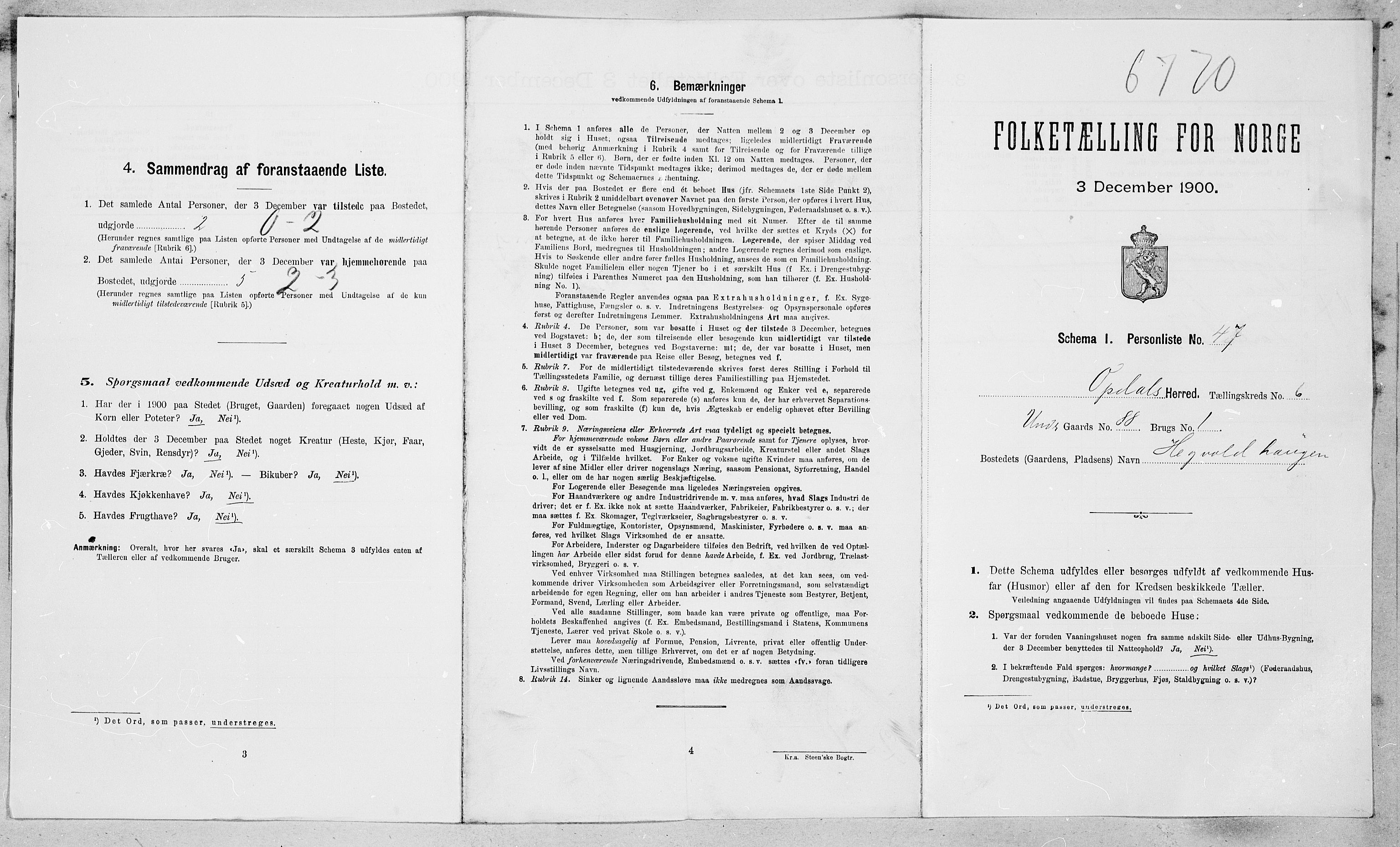 SAT, 1900 census for Oppdal, 1900, p. 664